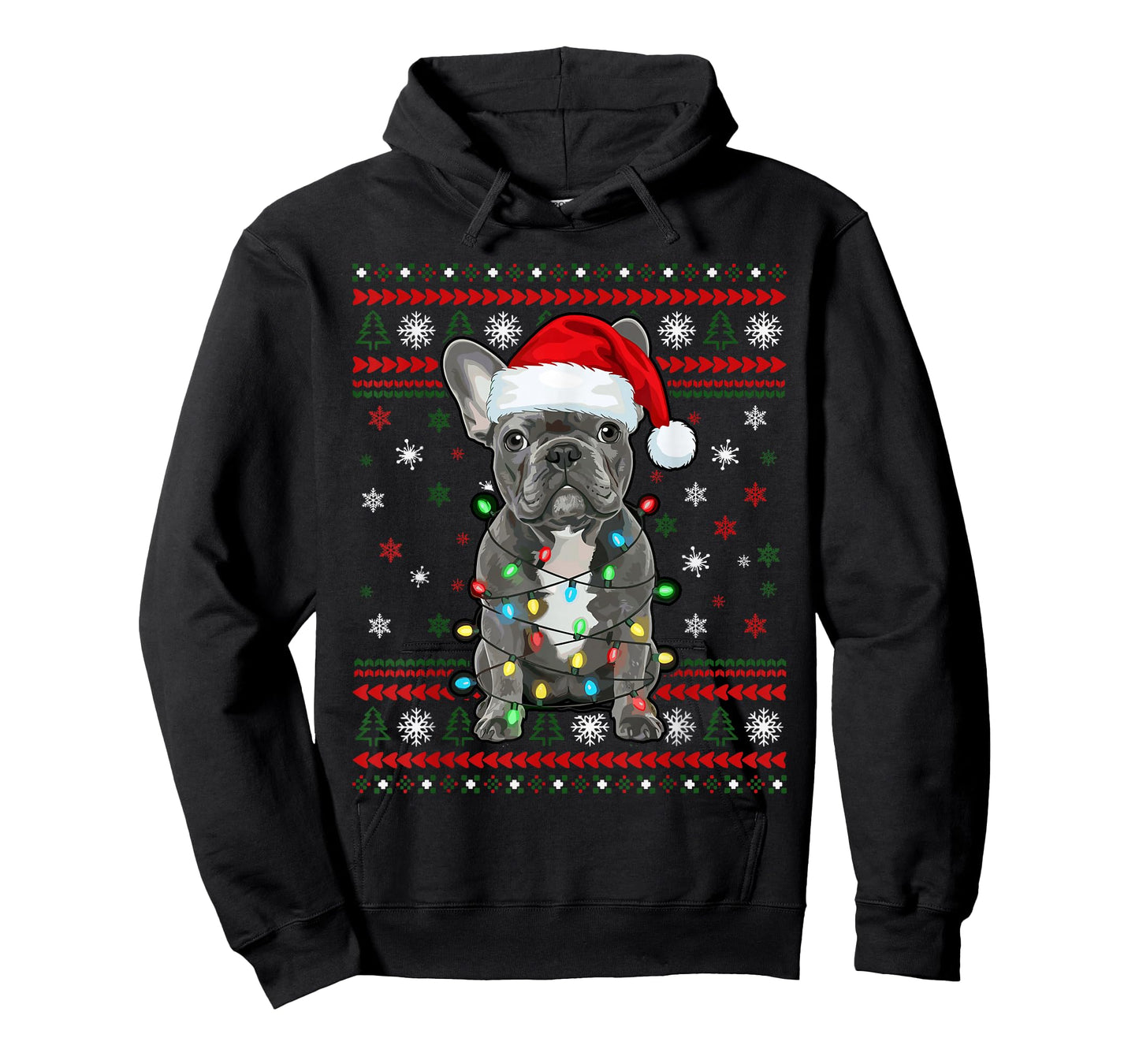 Dog Christmas, French Bulldog Christmas Lights Ugly Sweater T-Shirt