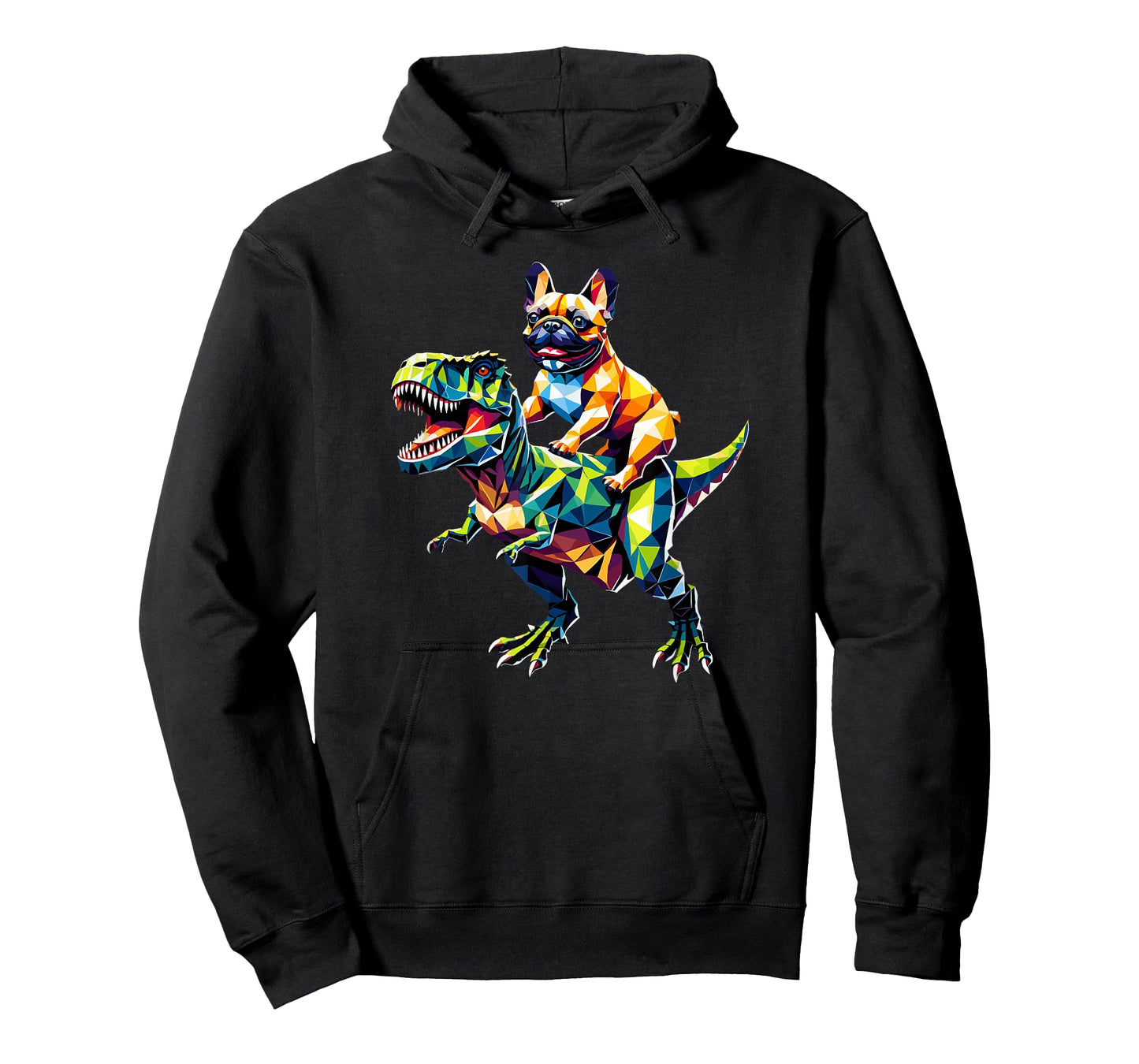 Geometric Art Dinosaur T-Rex French Bulldog Frenchie T-Shirt