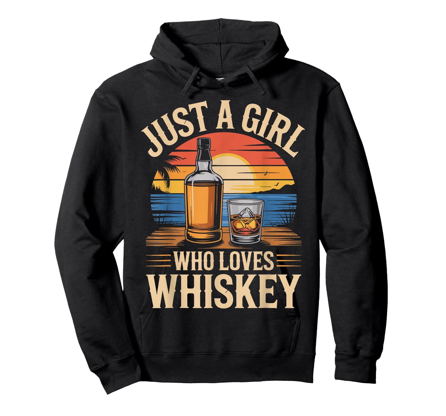 Just A Girl Who Loves Whiskey Sunset Retro T-Shirt