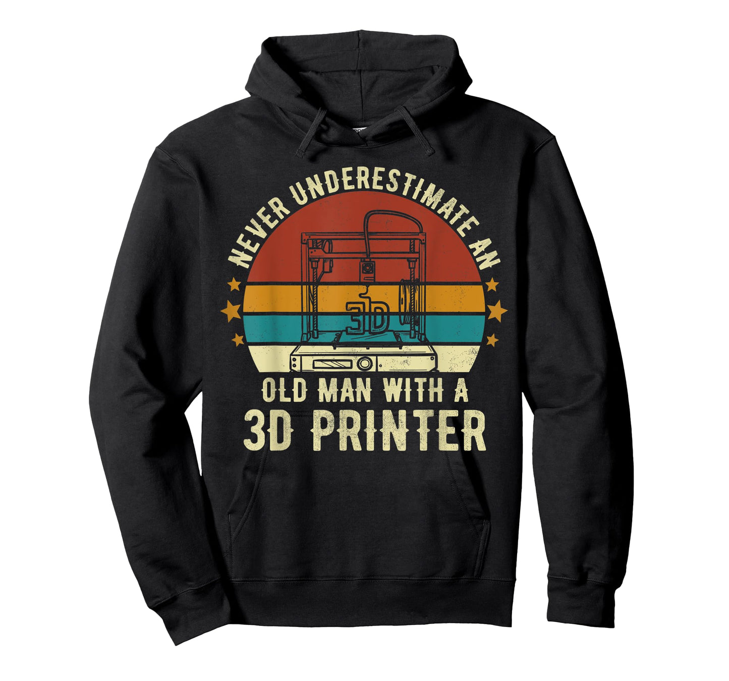 Mens Old Man With A 3D Printer Sarcastic Funny 3D Printing T-Shirt