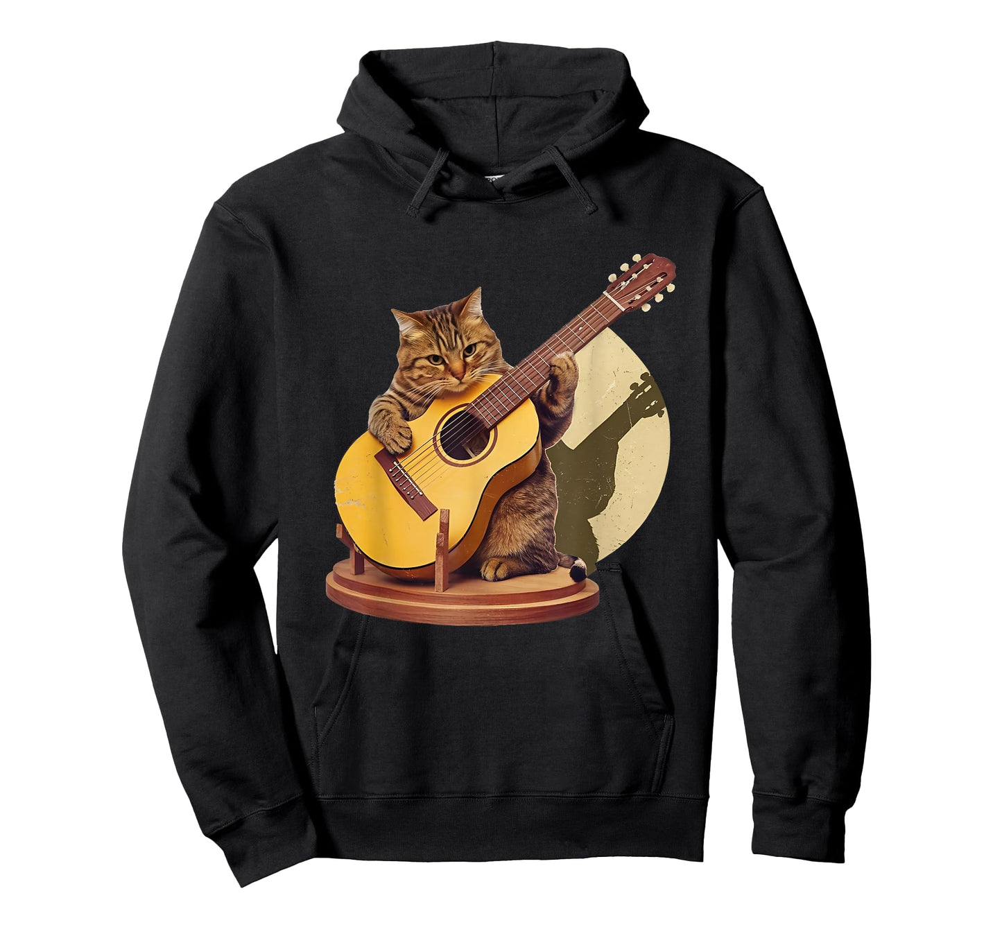 Retro Cat Playing Acoustic Guitar For Music and Cat Lovers T-Shirt