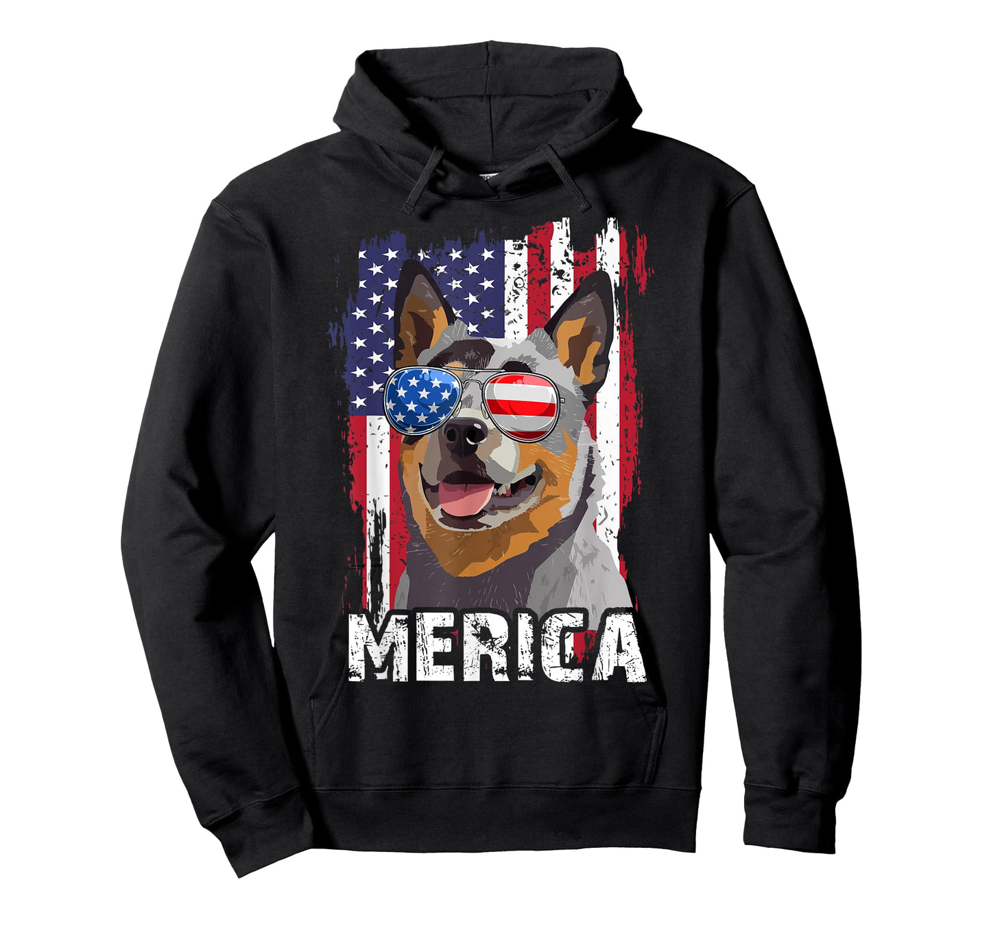 Merica 4th July Australian Cattle Dog US Flag Heeler Mom Dad T-Shirt