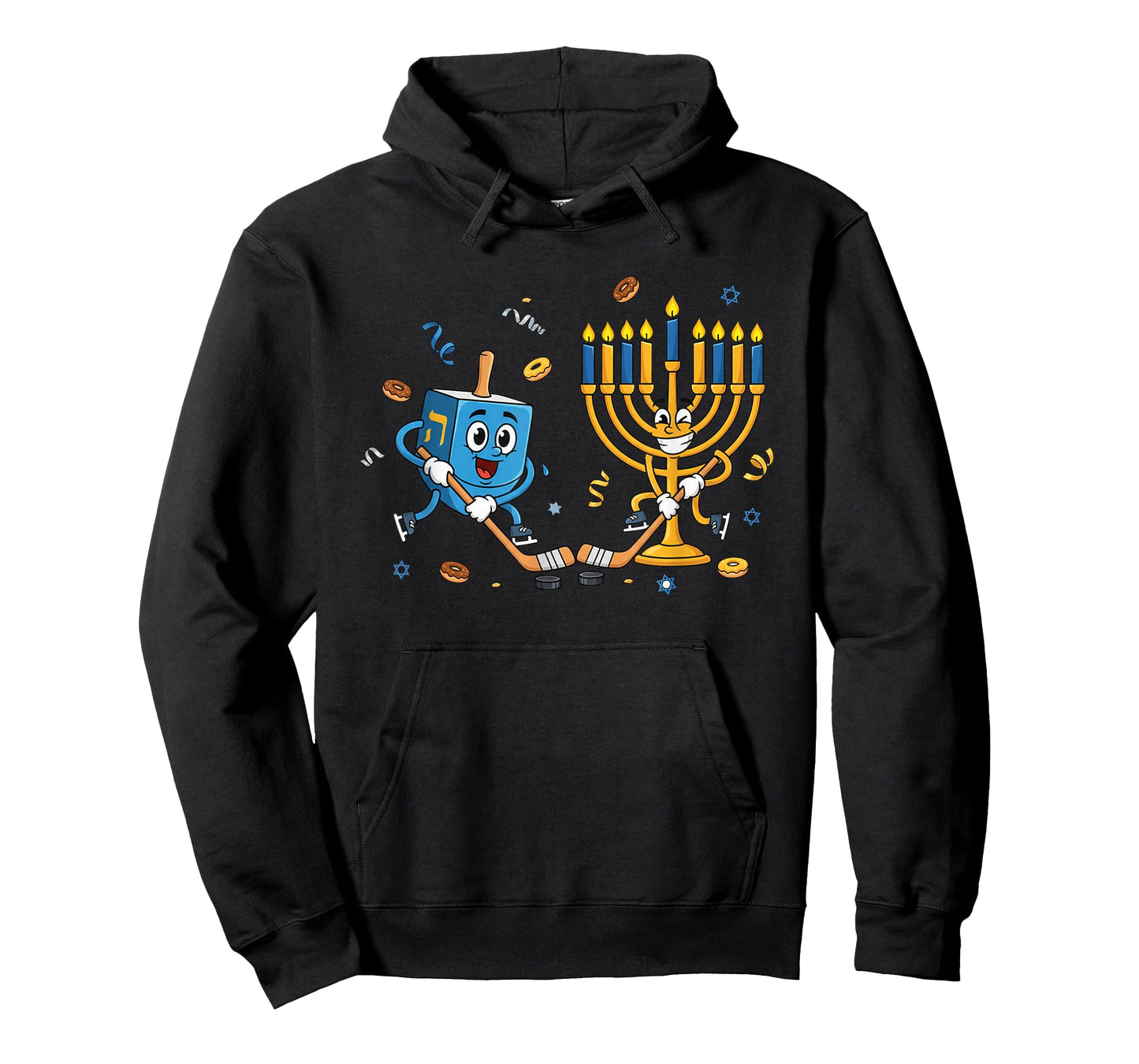 Funny Hockey Dreidel Menorah Hanukkah Kids Womens Mens T-Shirt