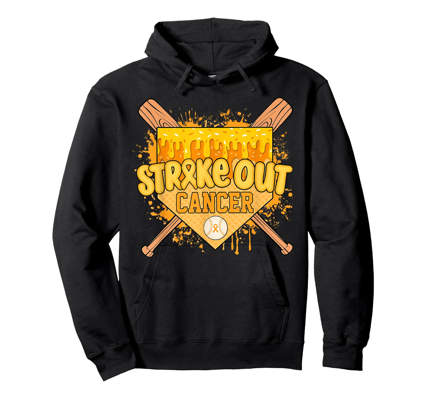 Strike Out Home Plate Ice Cream Drip Childhood Cancer T-Shirt