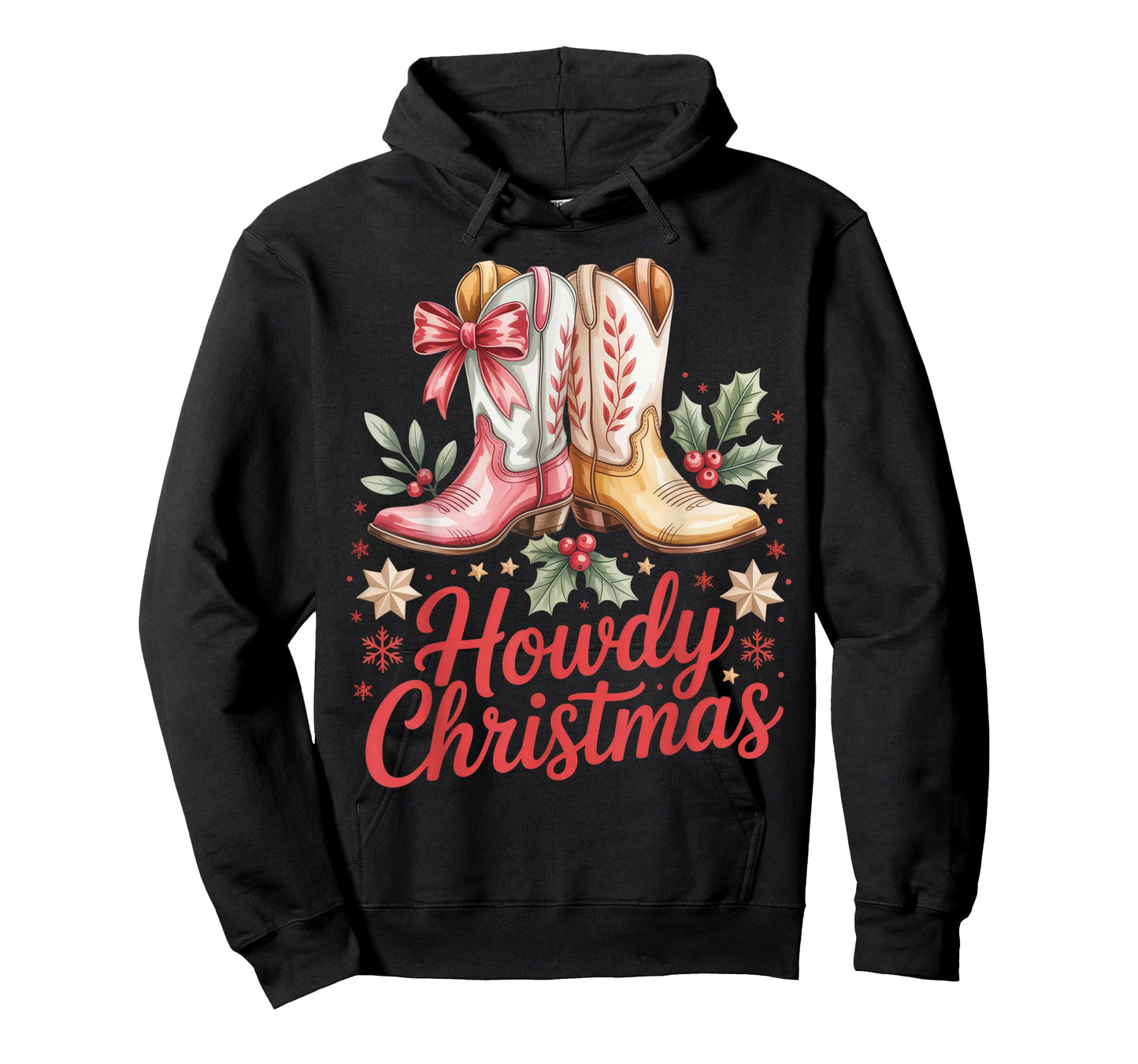 Howdy Christmas Outfit Western Cowboy Boots Holiday Southern T-Shirt