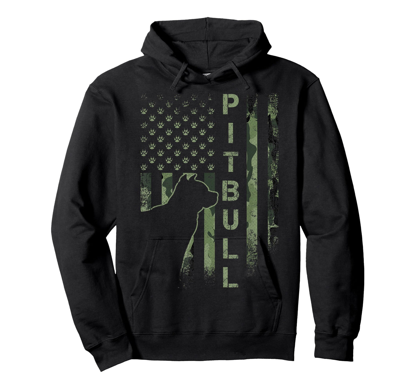 Vintage USA American Camo Flag Pitbull Dog Silhouette Pittie T-Shirt