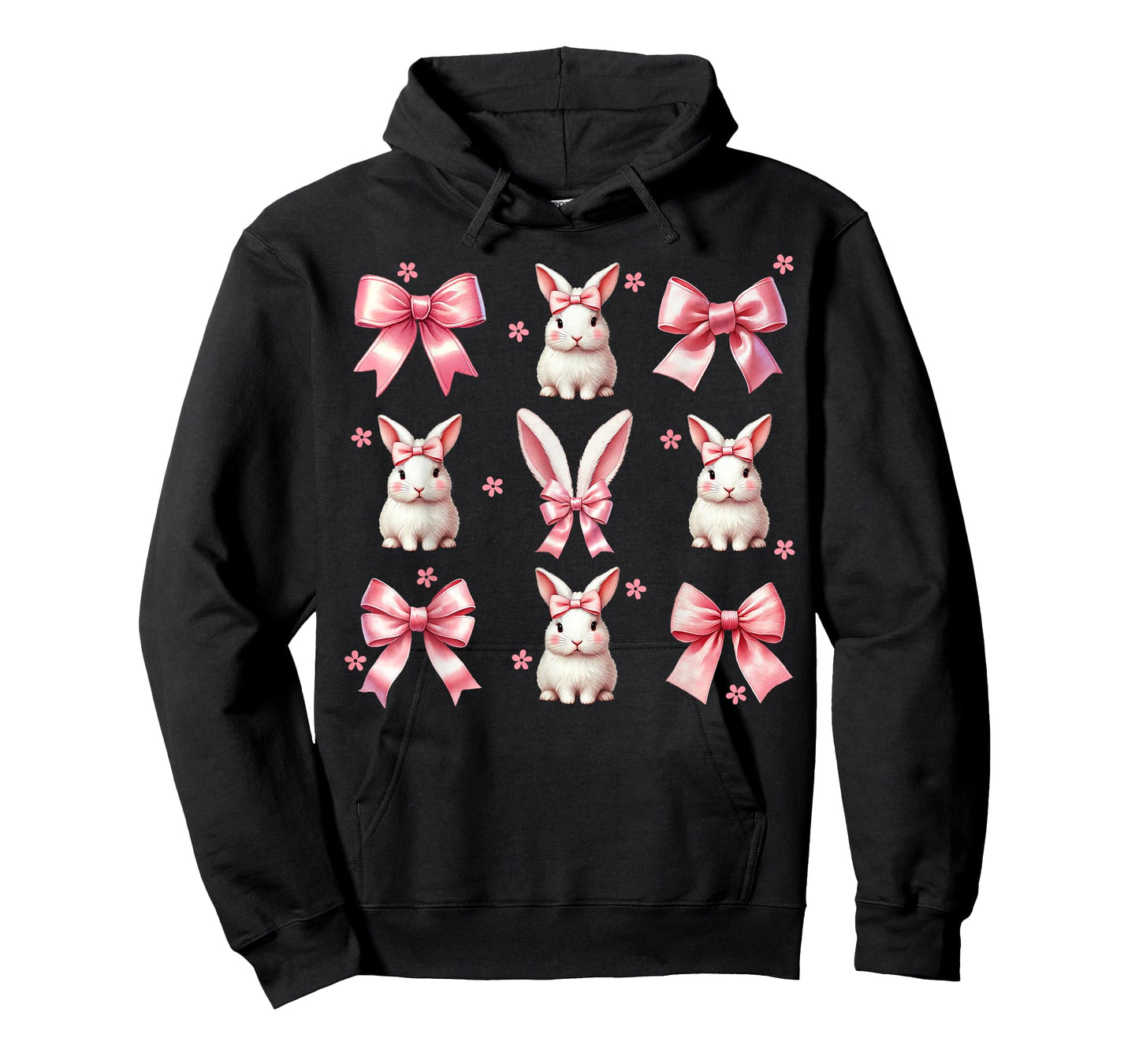 Girls Women Bunny Rabbit Coquette Pink Bow Happy Easter Day T-Shirt