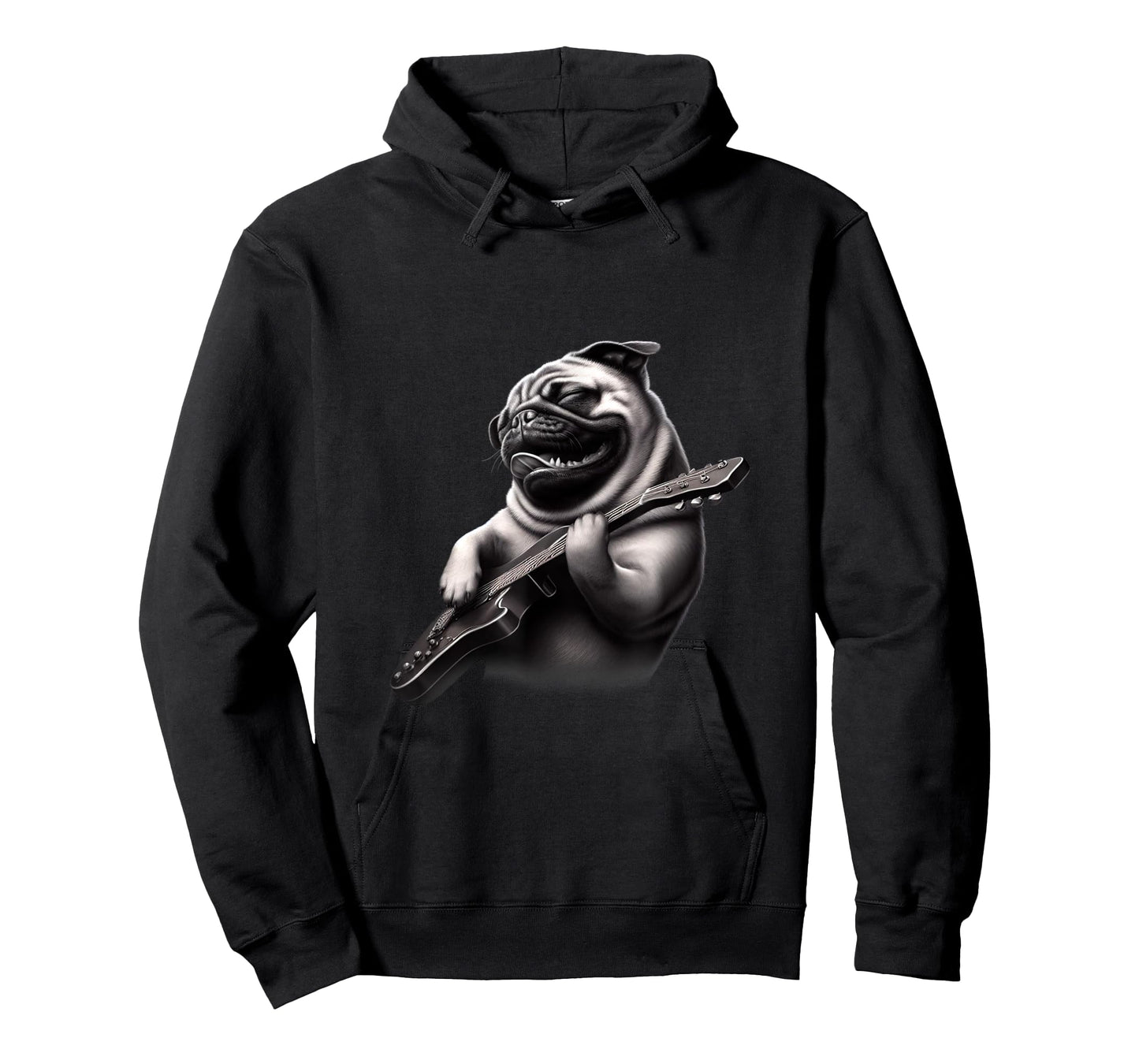 Pug Playing Guitar - Funny Rock Music Guitar Pug T-Shirt
