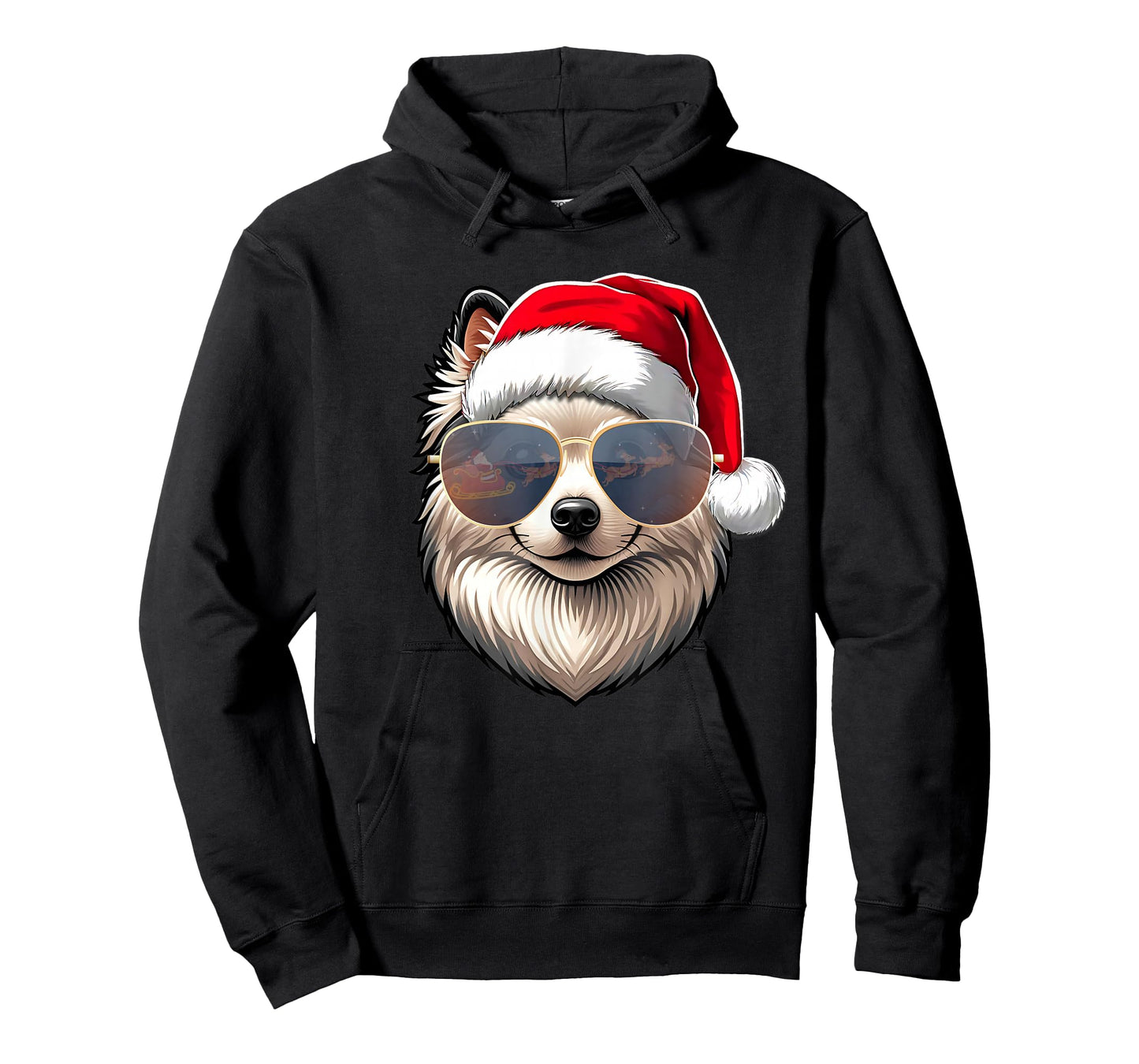 Ugly Sweater X-mas Santa American Eskimo Dog Christmas T-Shirt