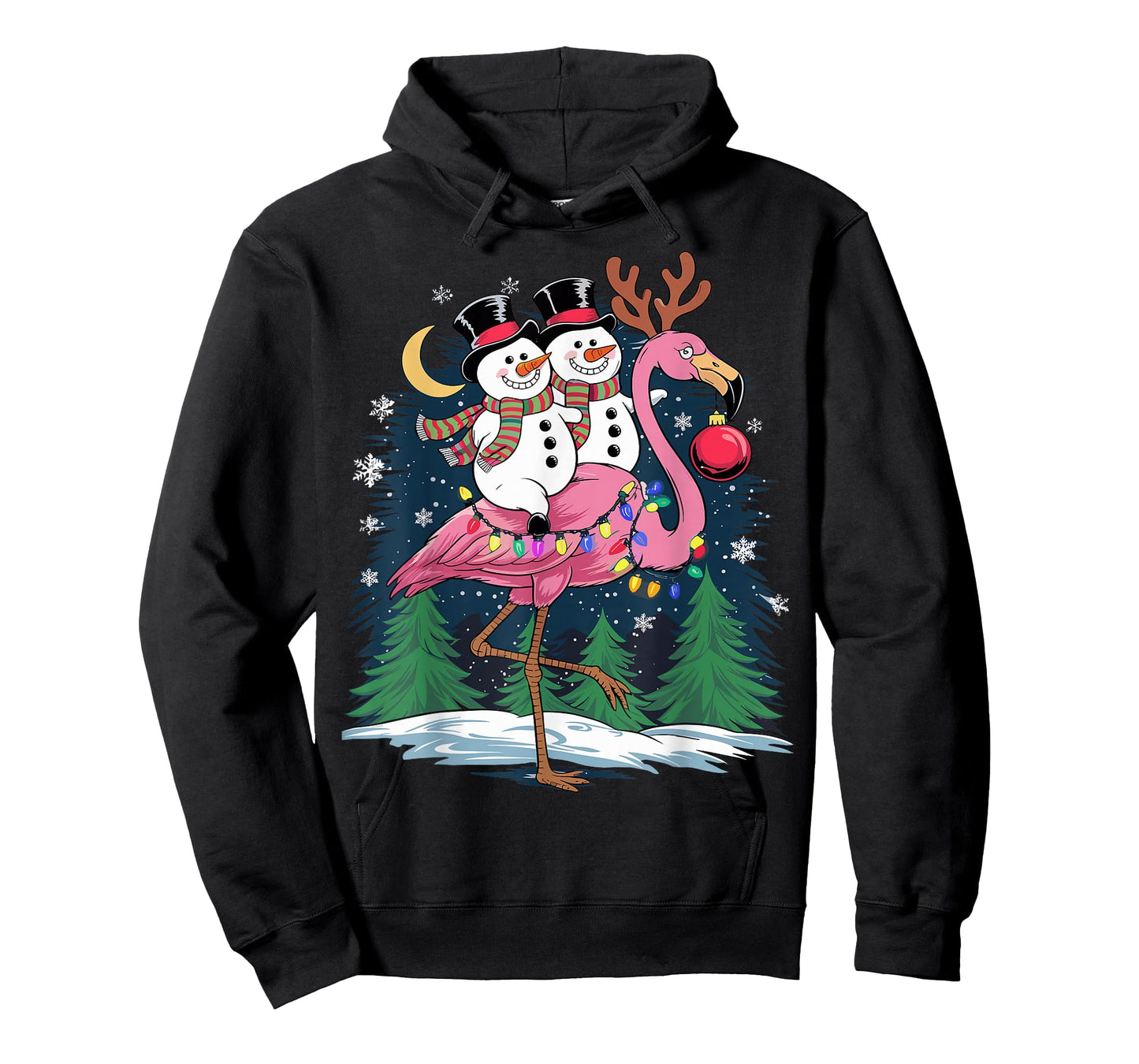 Christmas Snowman Riding Flamingo Xmas Girls Women T-Shirt