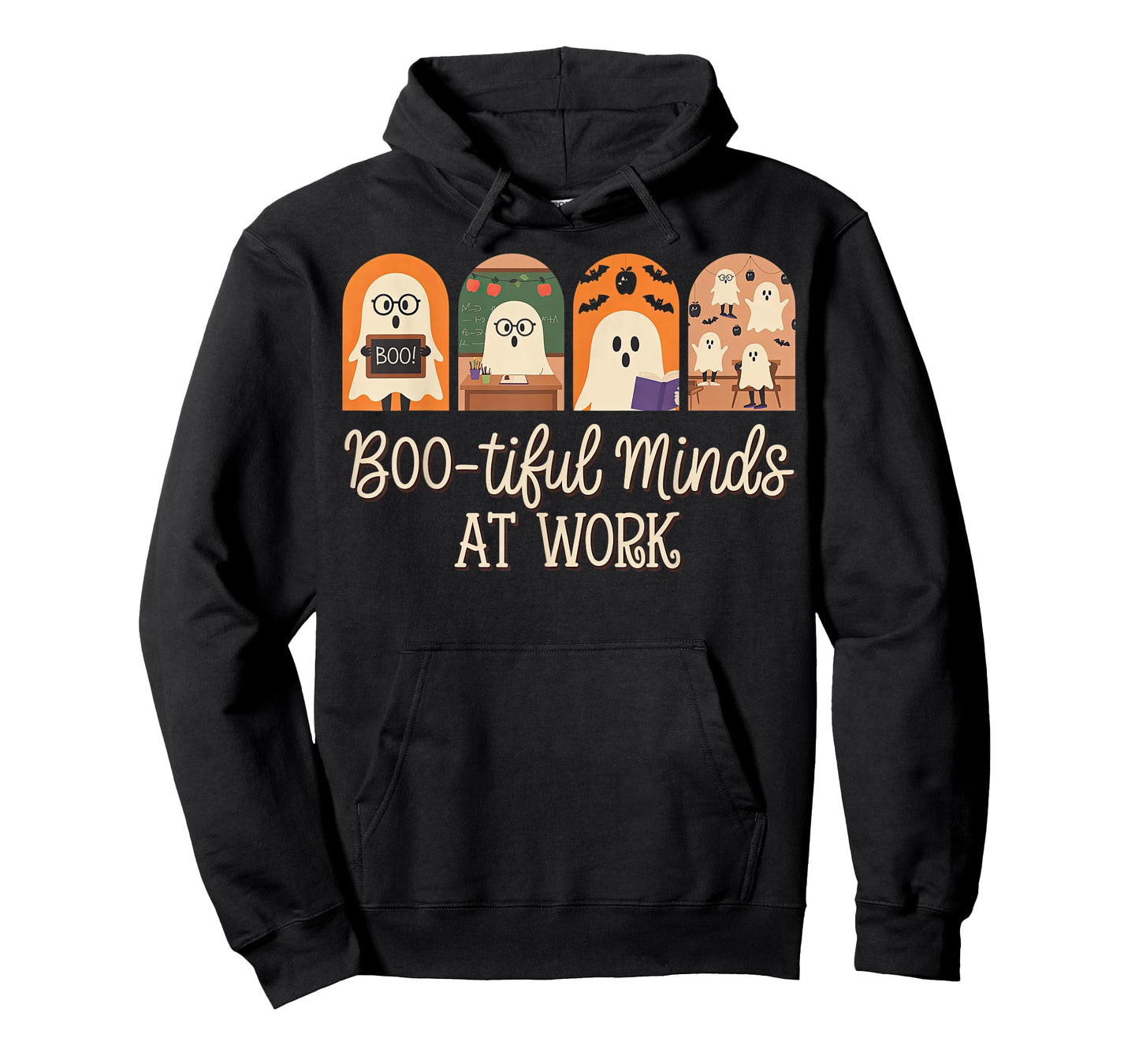 Cute Halloween Teacher Pun Funny Boo-Tiful Minds at Work T-Shirt