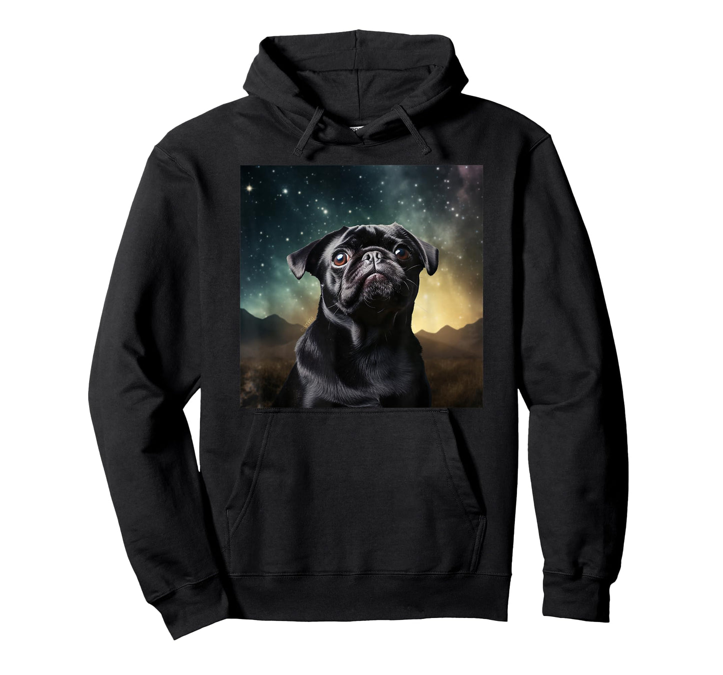 Funny Pug in Space Cute Pug Face T-Shirt