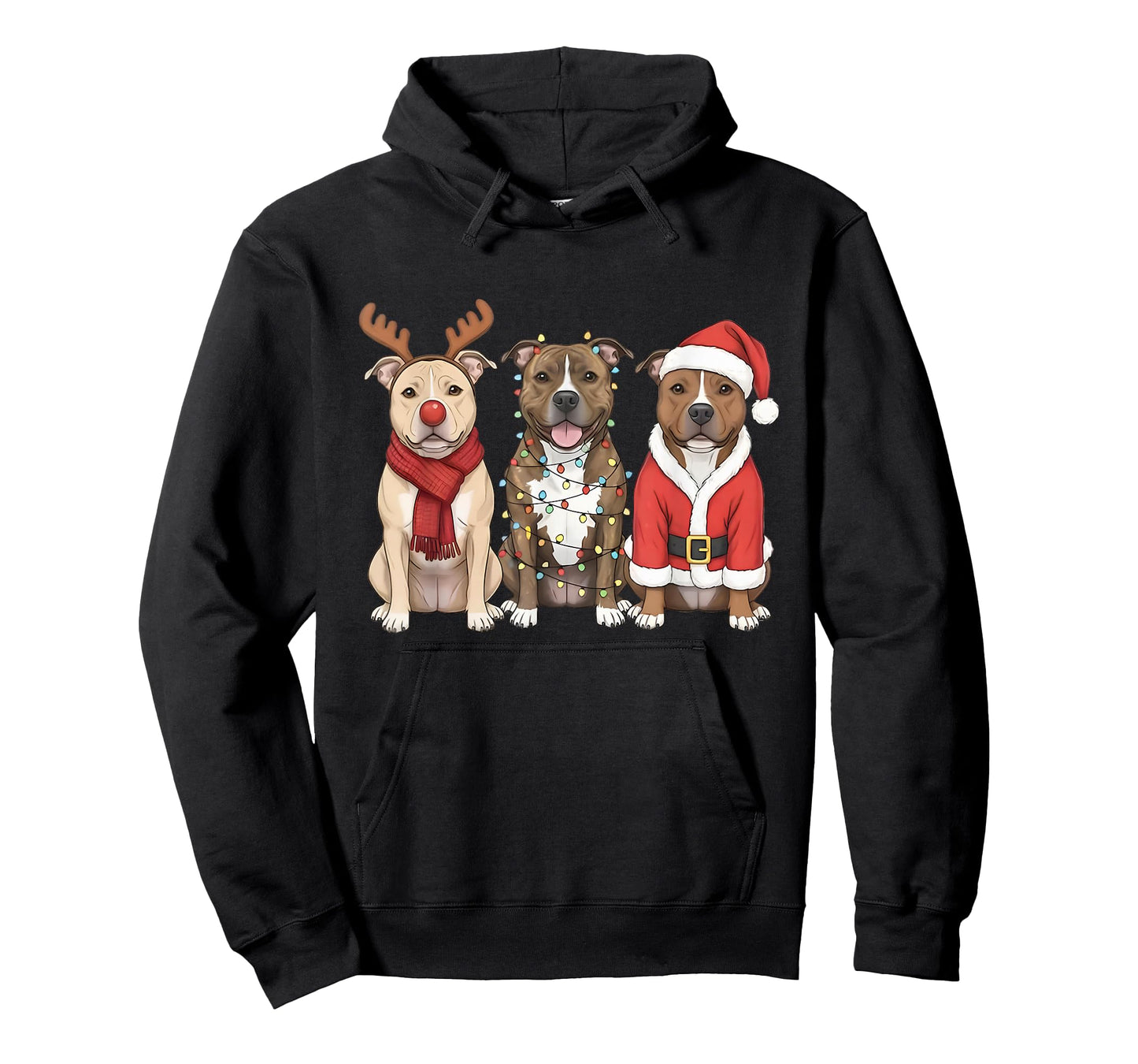 Santa American Pitbull Terrier Christmas Pittie Dog Mom Xmas T-Shirt