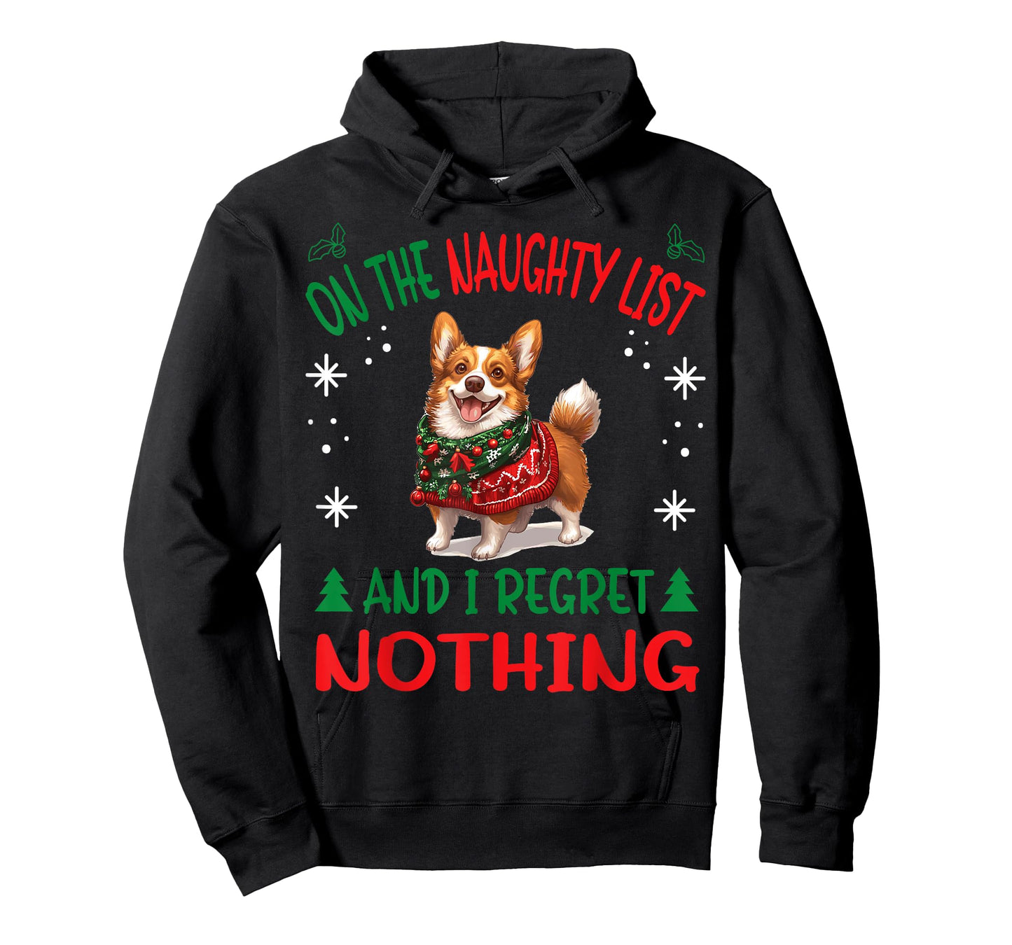 Cute Cardigan Welsh Corgi Dog Christmas On The Naughty List T-Shirt