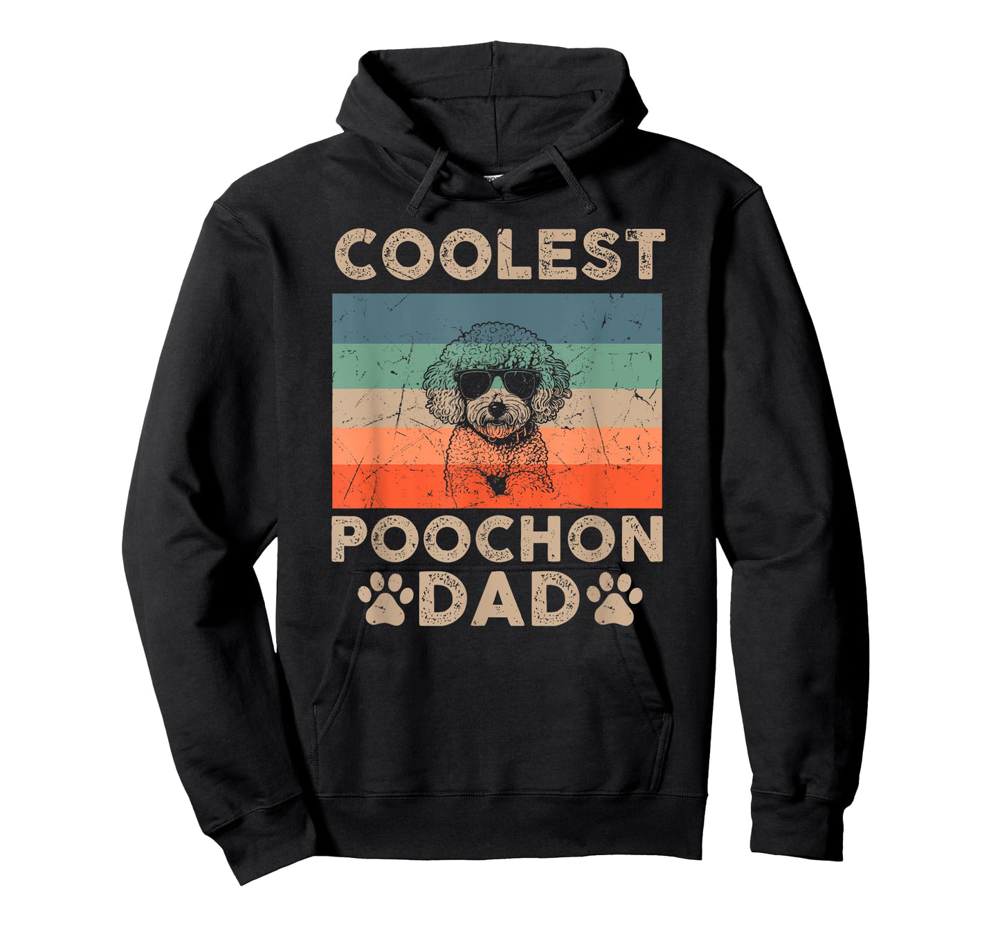 Vintage Coolest Poochon Dad Dog With Sunglasses Funny Dog T-Shirt for Men Women Kids