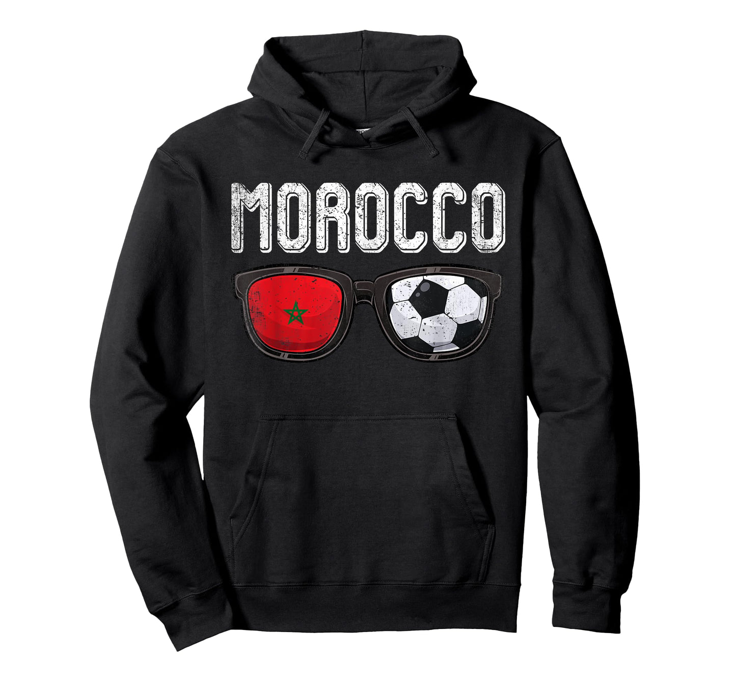 Morocco Soccer Funny Moroccan Flag Glasses Football T-Shirt