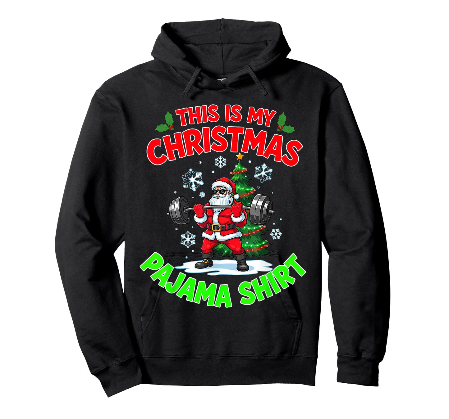 This is My Christmas Pajama Santa Playing Lifting Weights T-Shirt