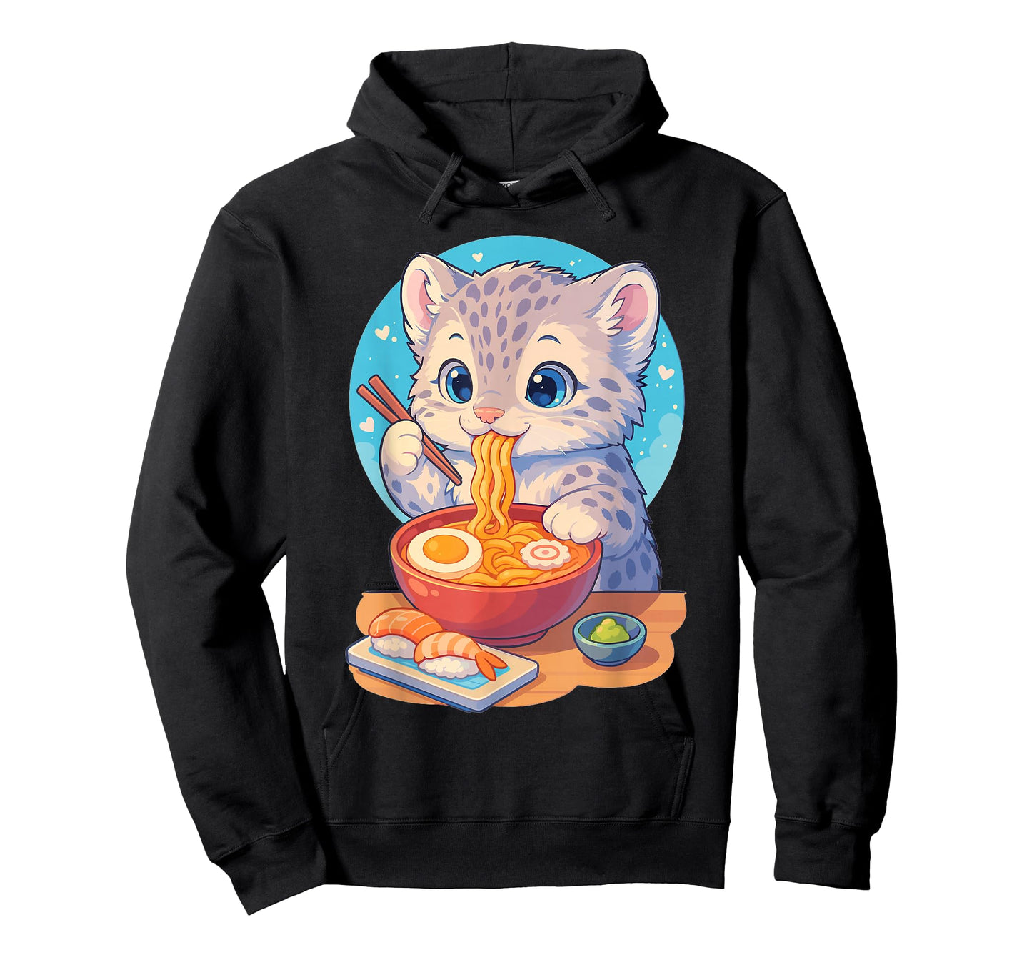 Snow Leopard Eats Ramen Noodles Japanese Vintage T-Shirt