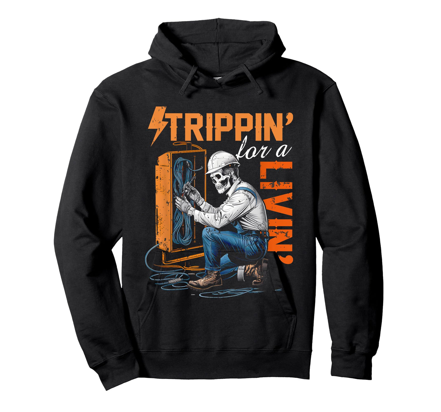 Electrician Lover Trippin' For A Livin' Skeleton Worker T-Shirt