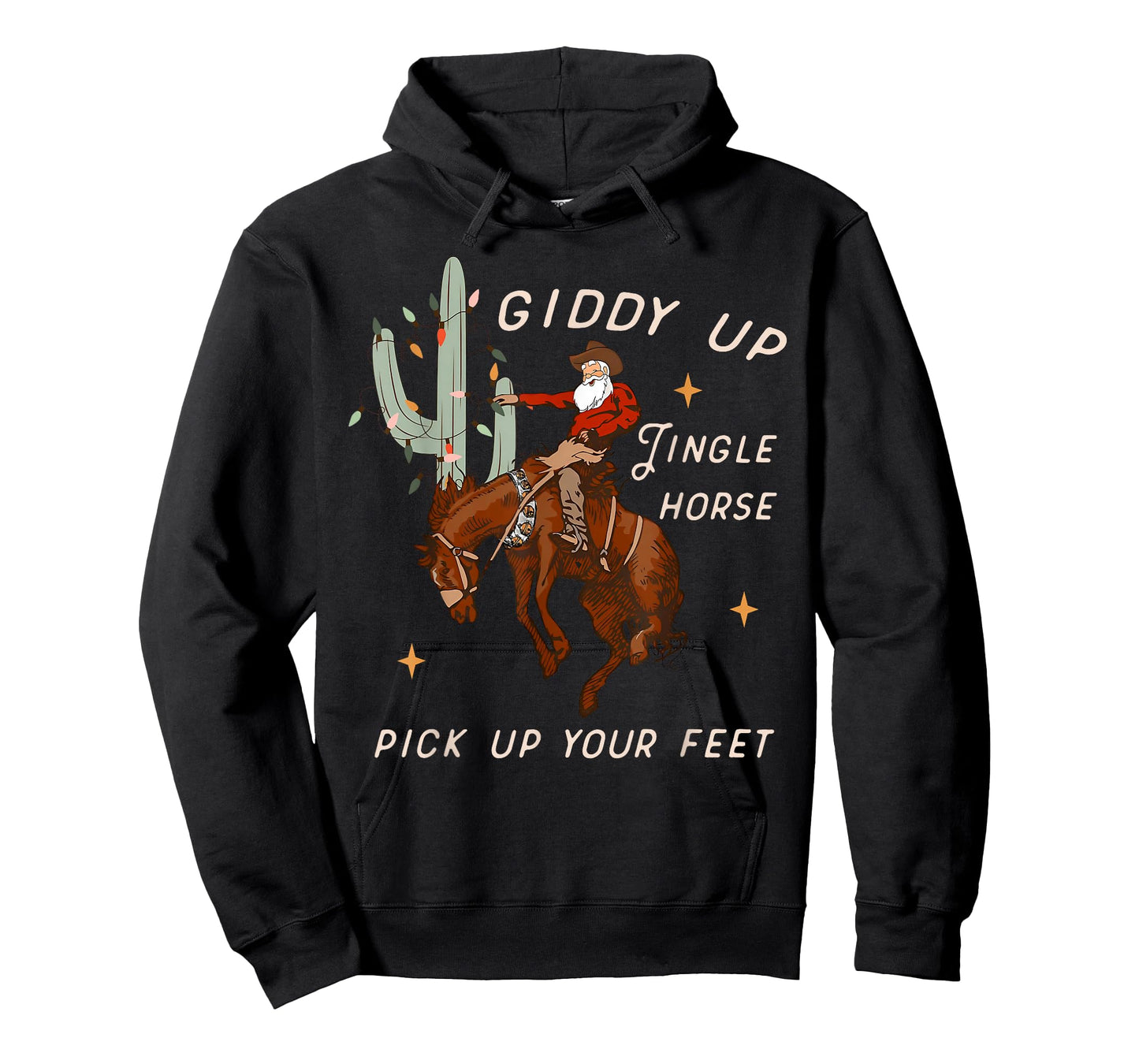 Giddy Up Jingle Horse Santa Cowboy Western Christmas Xmas T-Shirt