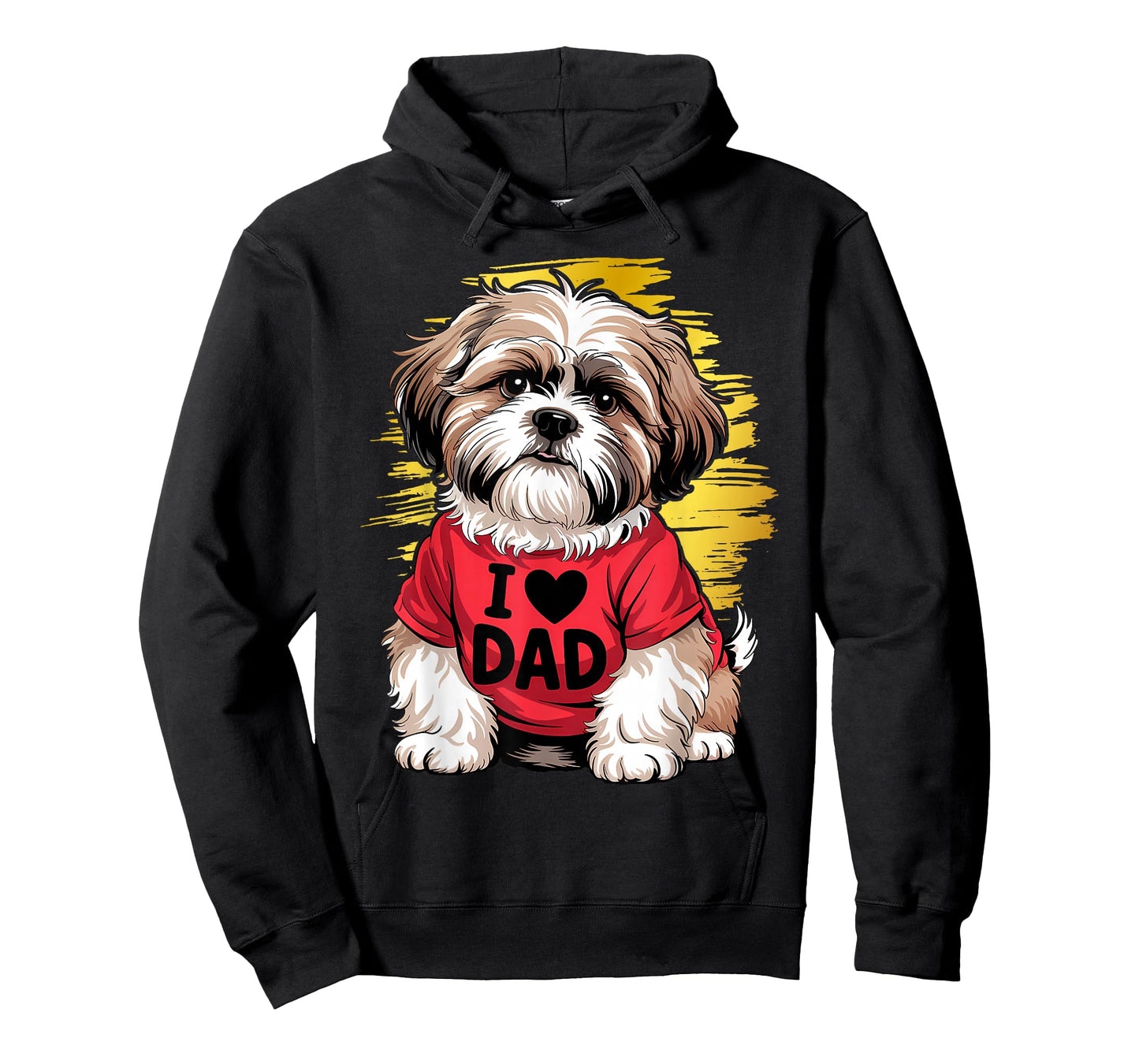 I Love Dad Tattoo Shih Tzu Dad Funny Father's Day T-Shirt