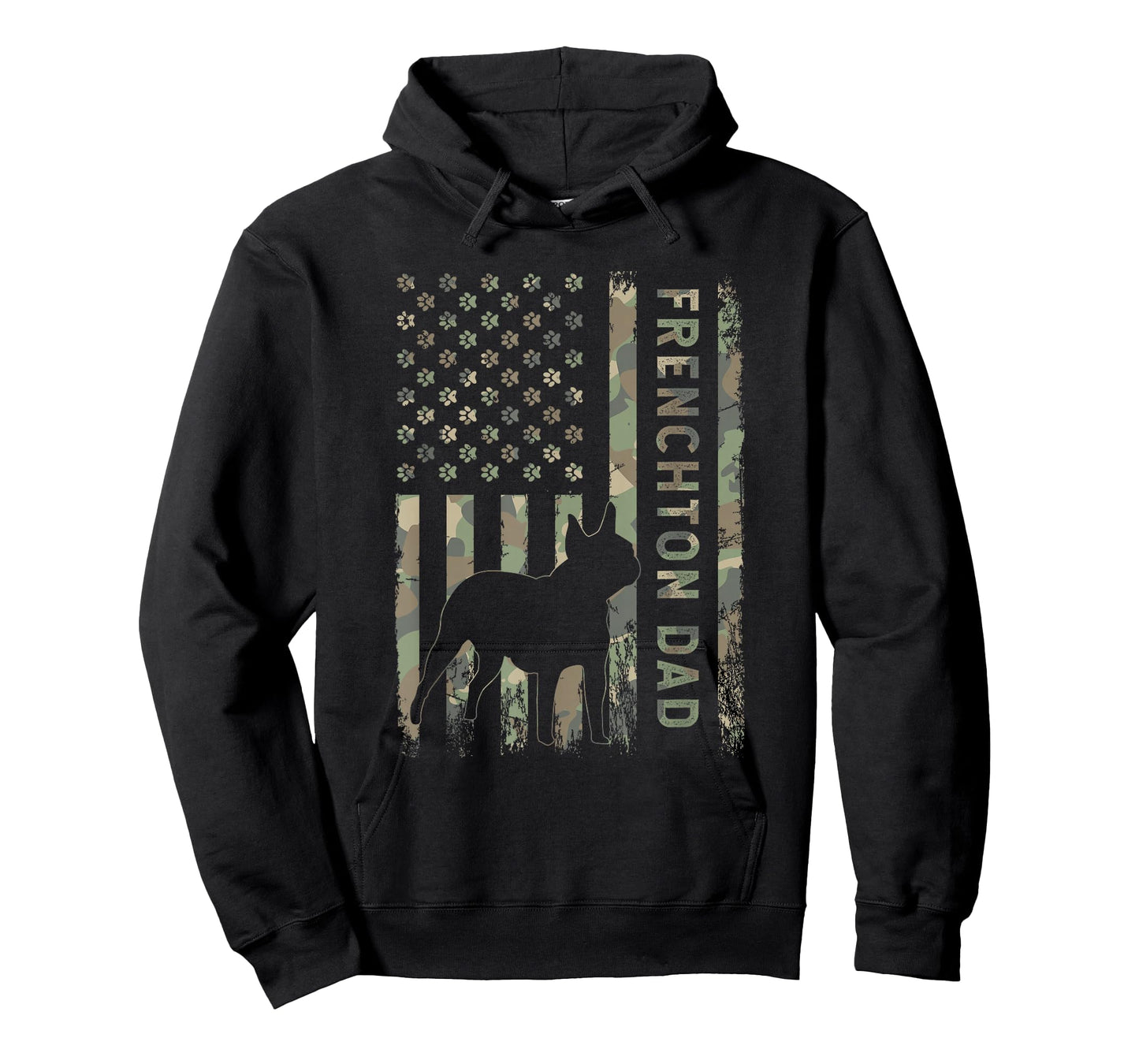 Frenchton Dad French Bulldog Boston Terrier Camo USA Flag T-Shirt