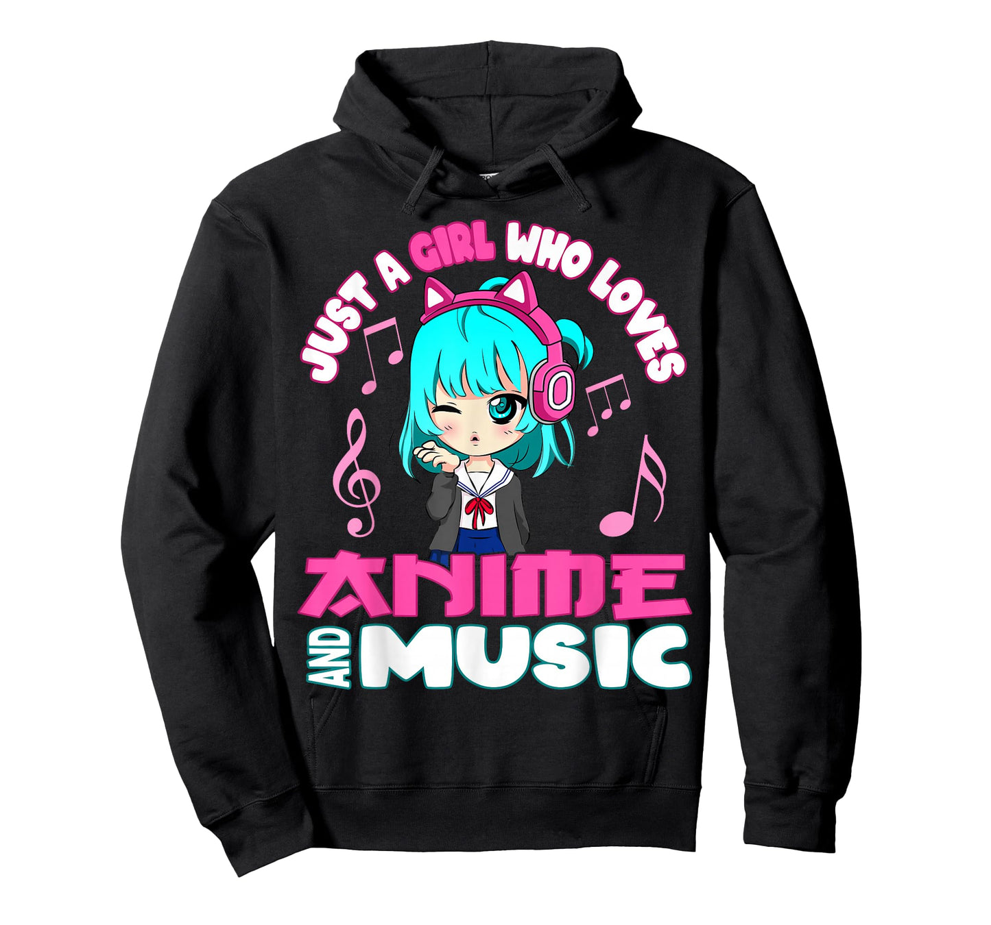 Anime and Music Girl for Teen chibi graphic funny T-Shirt