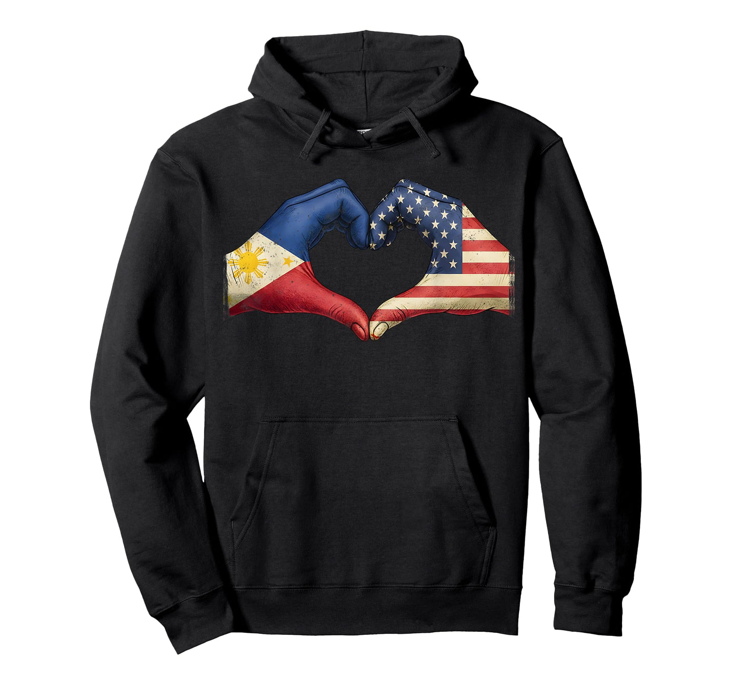 Philippines USA Flag Heart Hands Vintage Unity Culture Art T-Shirt
