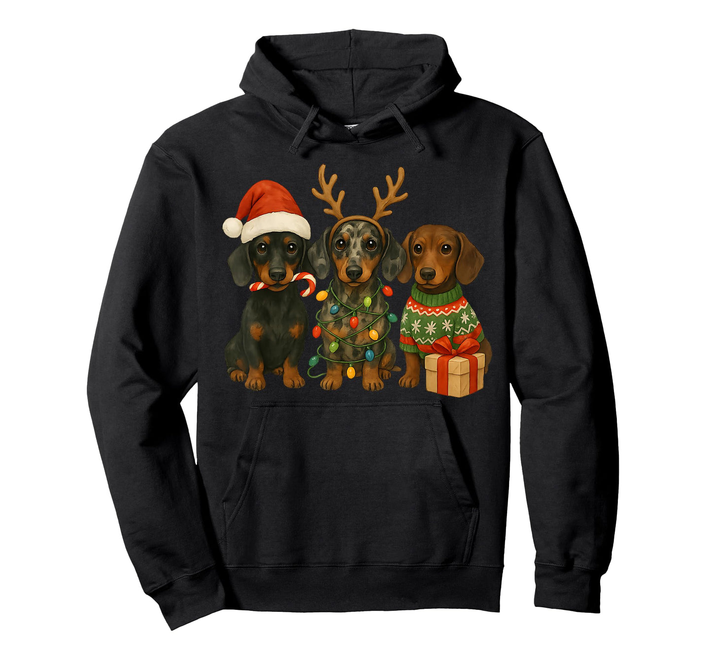 Dachshund Christmas Wiener Dog Santa Hat Weenie Ugly Sweater T-Shirt