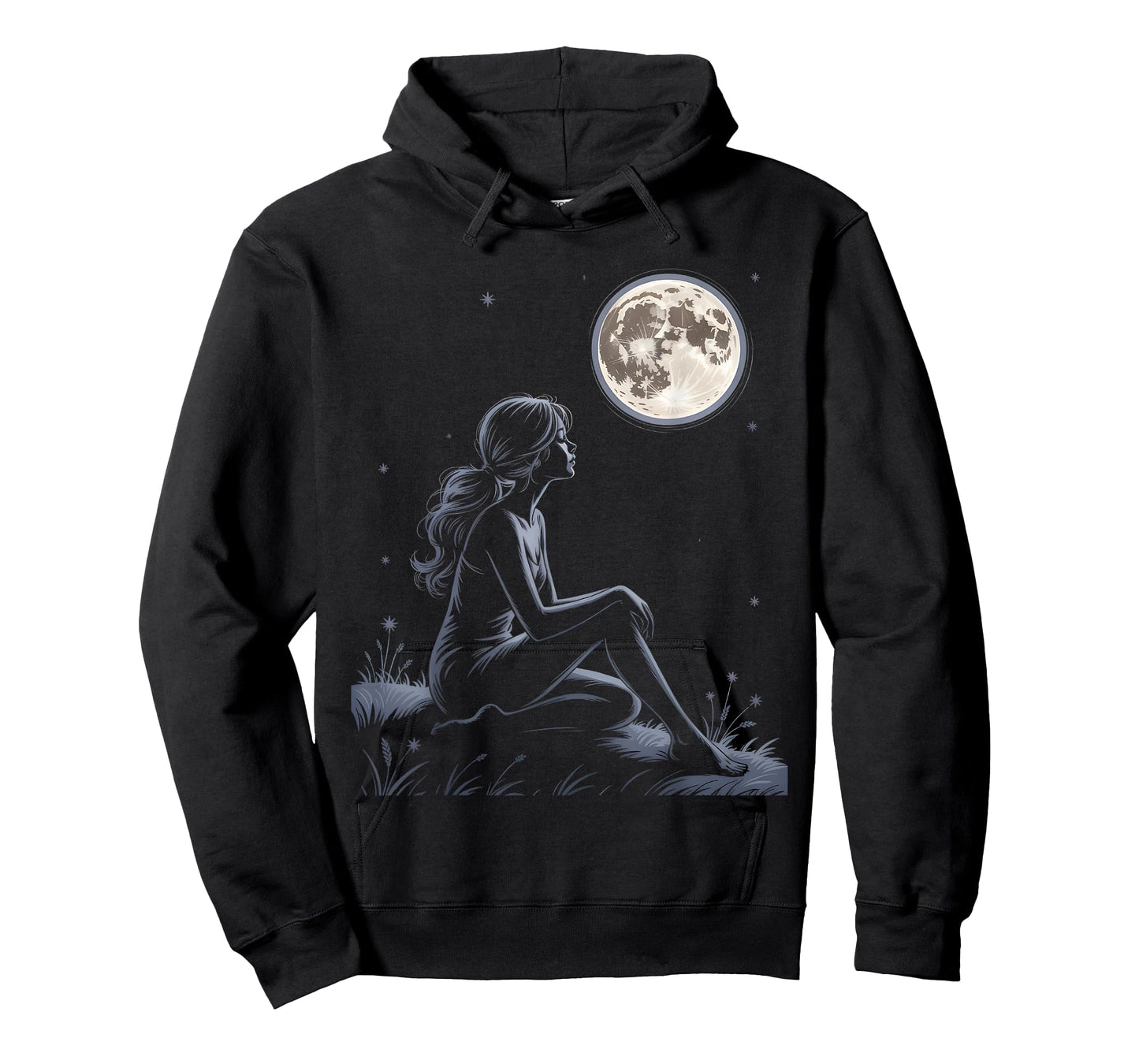 Full Moon Feelings Girl Design Astrology Galaxy Silhouette T-Shirt