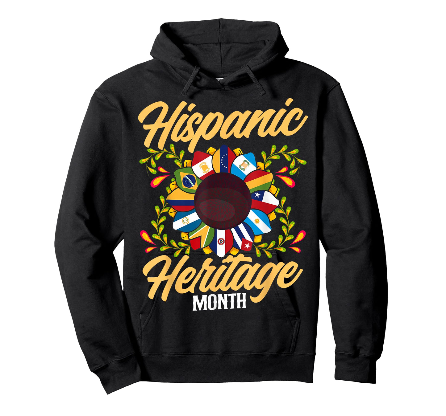 Hispanic Heritage Month Latino Countries Flags Sunflower T-Shirt