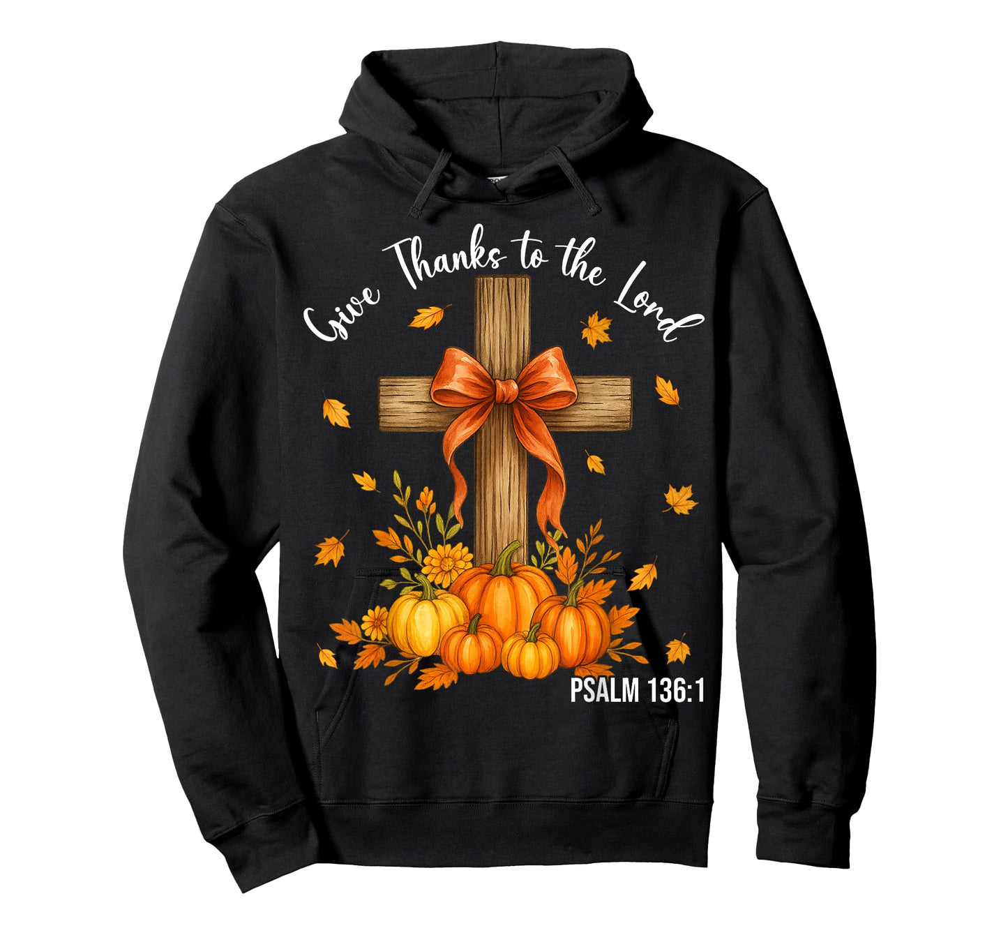 Give Thanks to The Lord Cross Christian Thanksgiving Fall T-Shirt