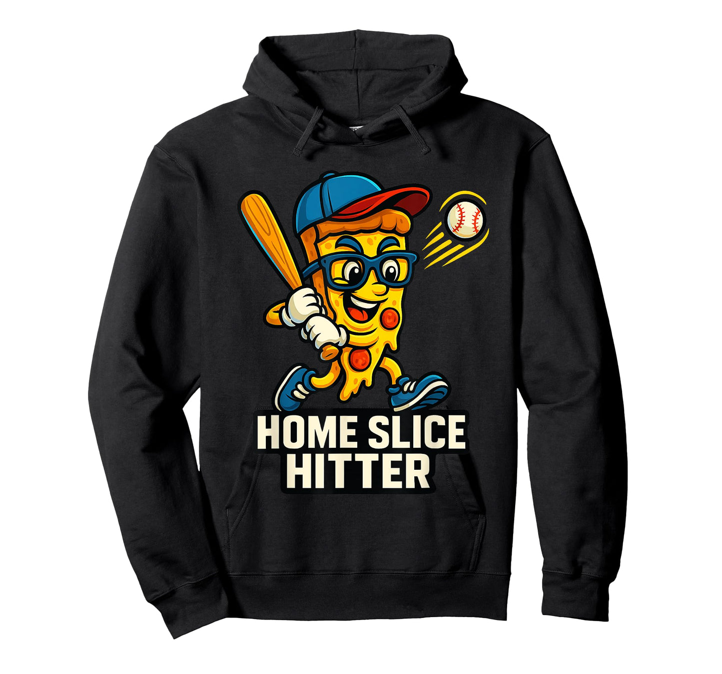 Boys Pizza Theme Funny Baseball Home Hitter T-Shirt