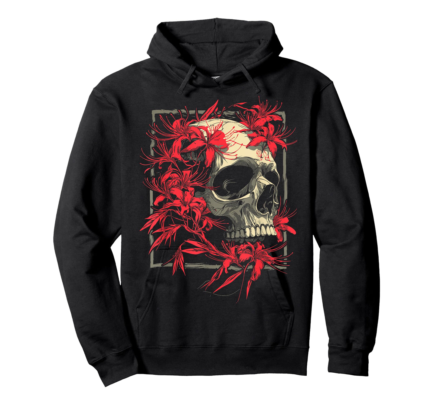 Red Spider Lily Flower Skull Skeleton Japanese Anime Otaku T-Shirt