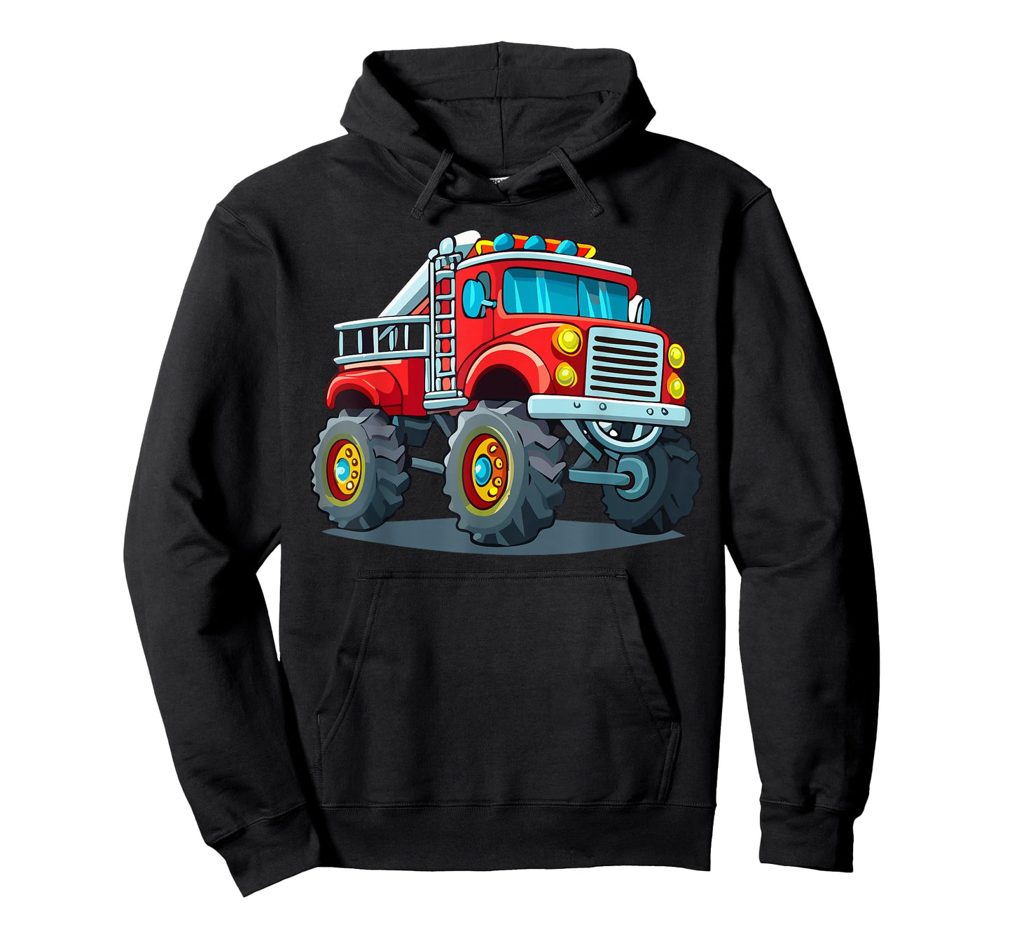 Fire Truck With Monster Truck Wheels Firefighter Vehicle T-Shirt