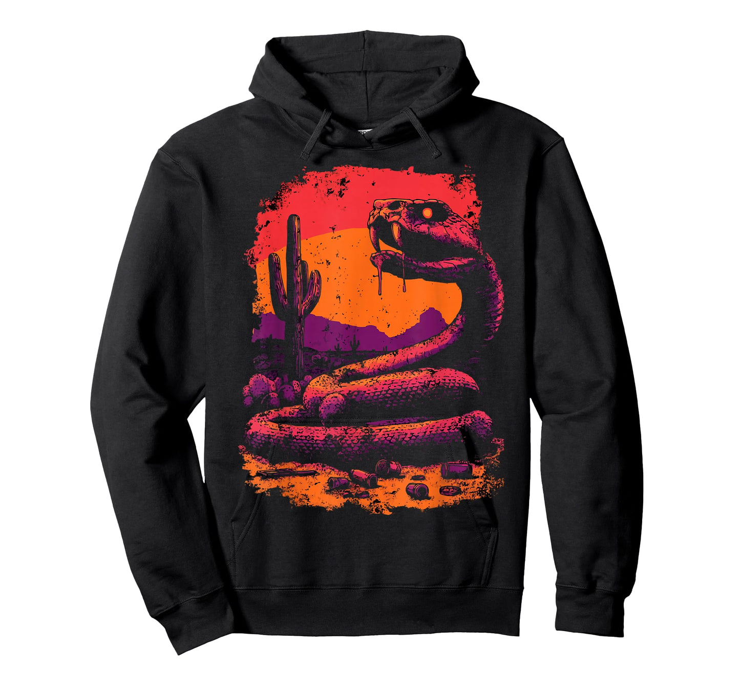 Creepy Rattlesnake with Desert Sunset Western Gothic Snake T-Shirt