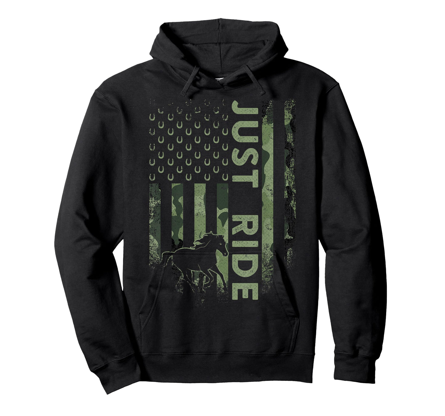 Vintage USA Camouflage Just Ride Horse, Horseback Riding T-Shirt