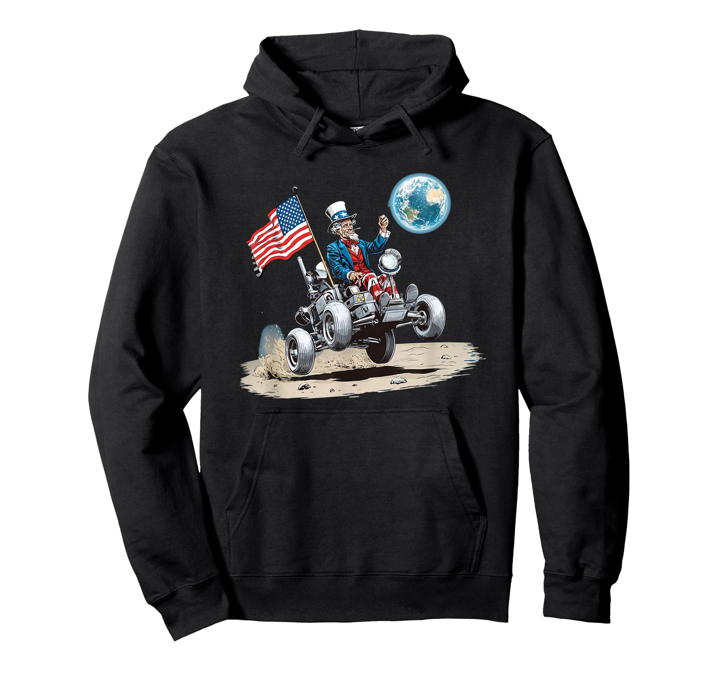 Nice Moon Vehicle with Patriotic Flag and Earth T-Shirt