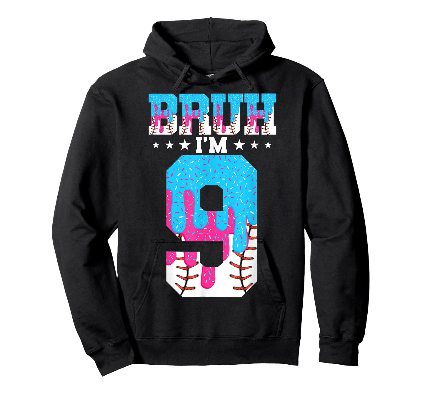 Bruh 9th Birthday Boy Baseball Ice Cream Drip 9 Year Old Boy T-Shirt