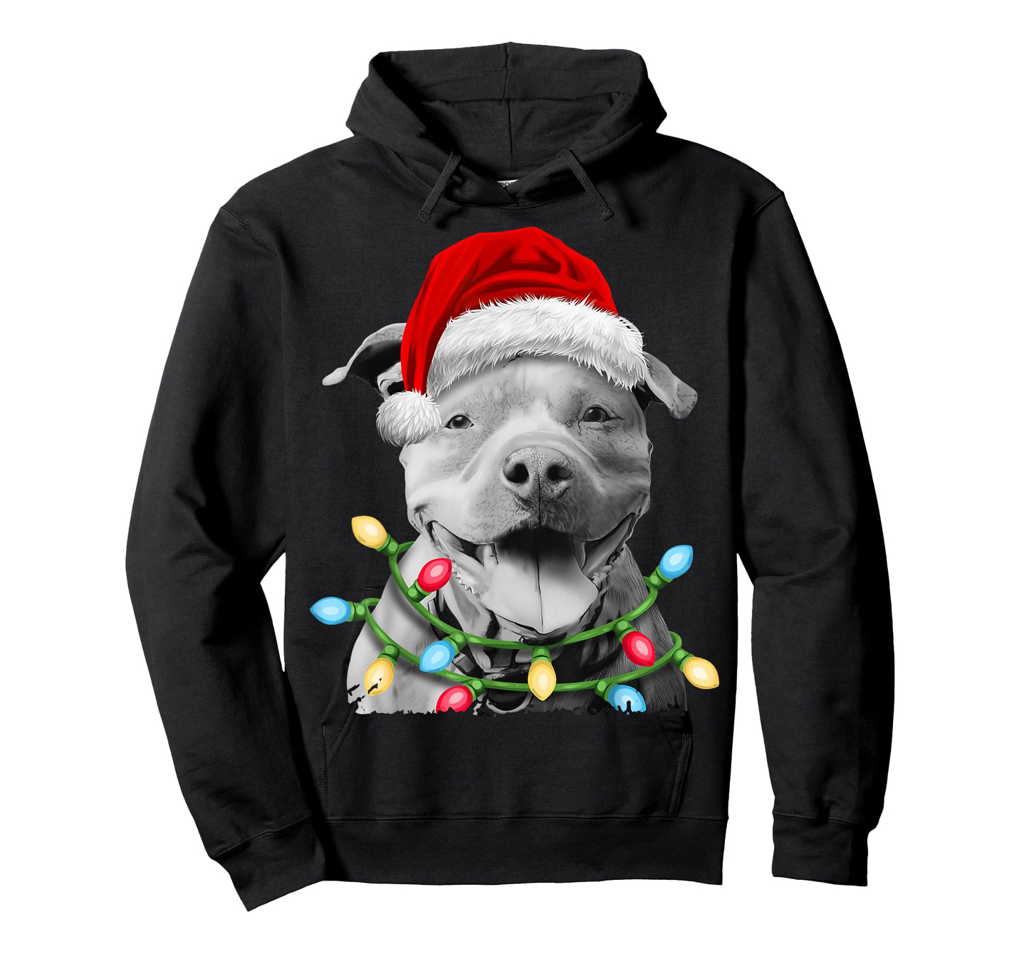 Pit Bull Santa Christmas Tree Lights Xmas Boys Dog Dogmas T-Shirt