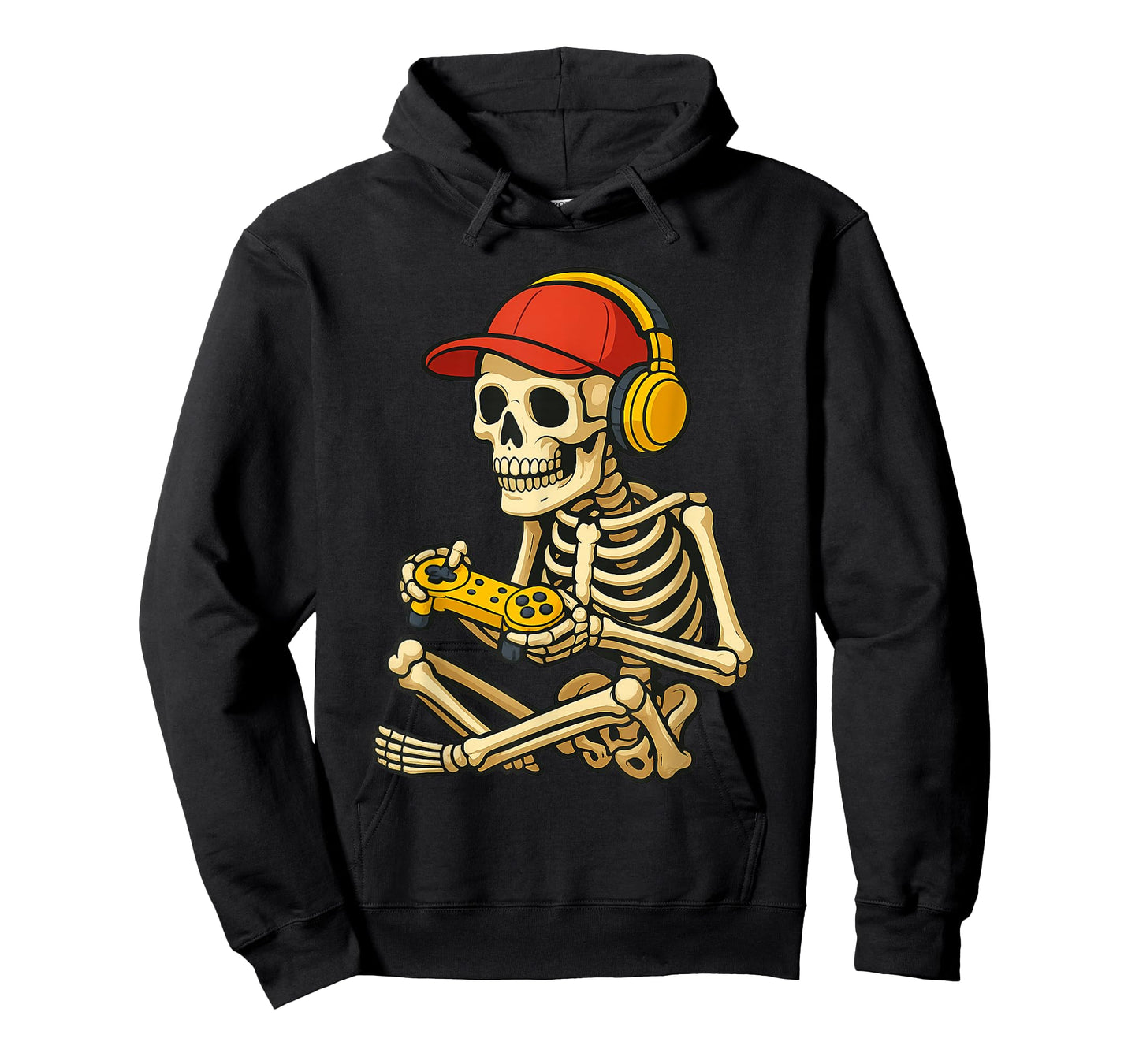 Funny Gaming Skeleton with Cap Headphones and Controller T-Shirt