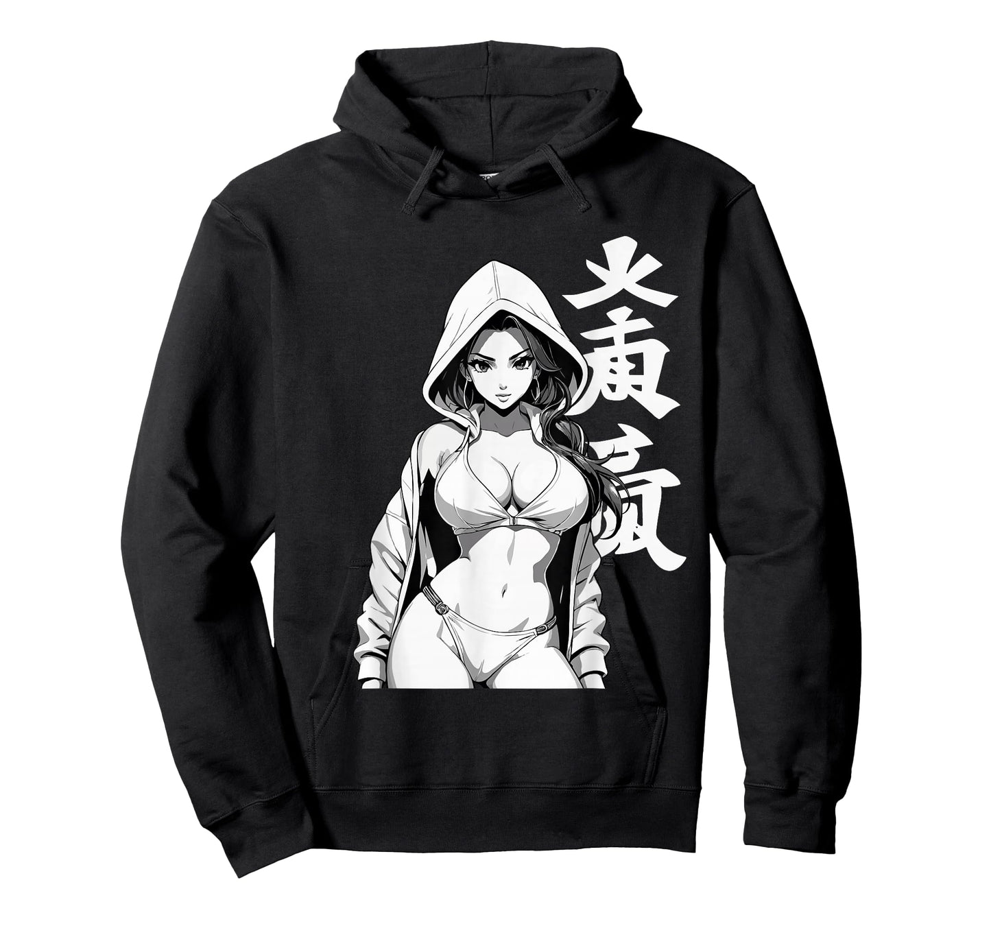 Sexy Waifu Sport Anime Girl Japanese in Black White Art T-Shirt