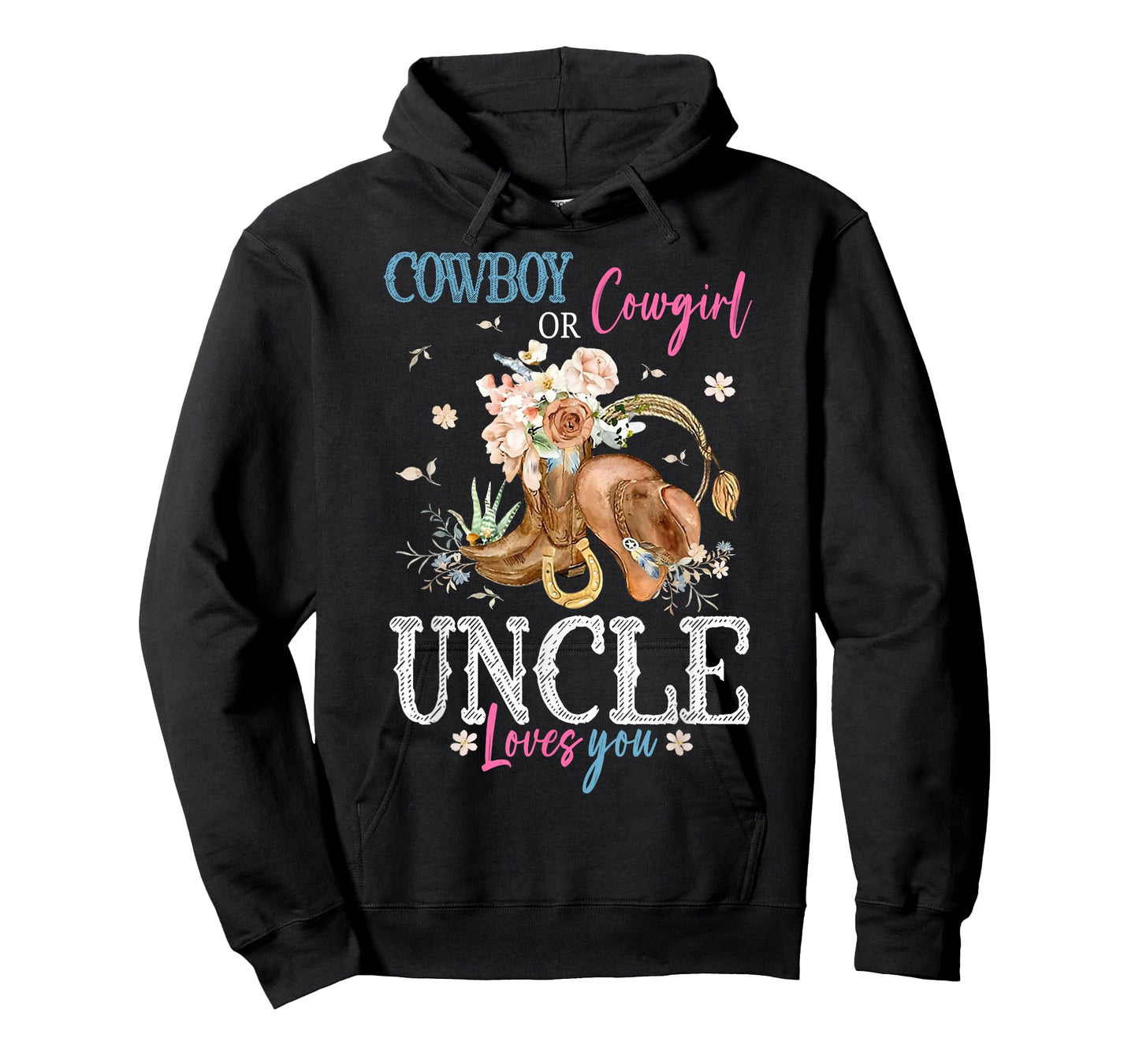 Cowboy or Cowgirl Gender Reveal Party Announcement Uncle T-Shirt