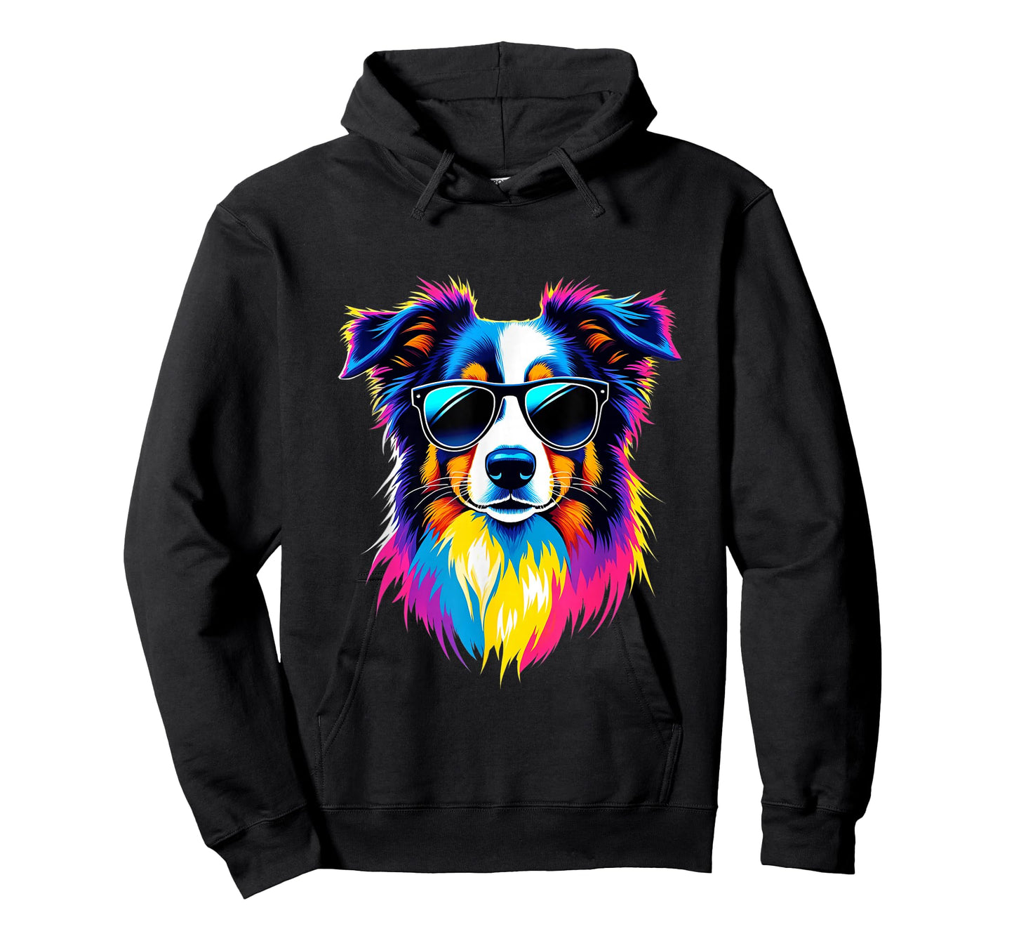 Funny Australian Shepherd with Sunglasses Pop Art T-Shirt
