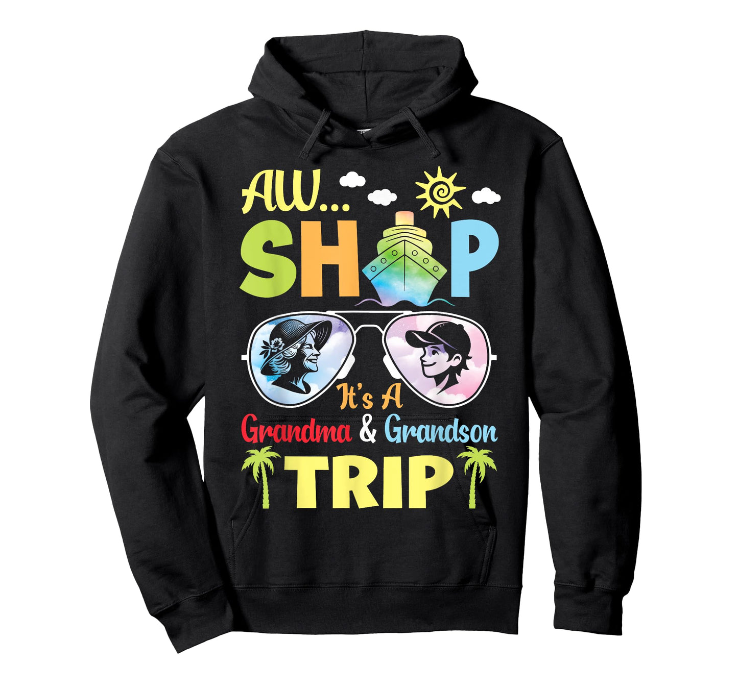 AW Cruise Ship It's A Grandma & Grandson Trip Vacation Vibes T-Shirt