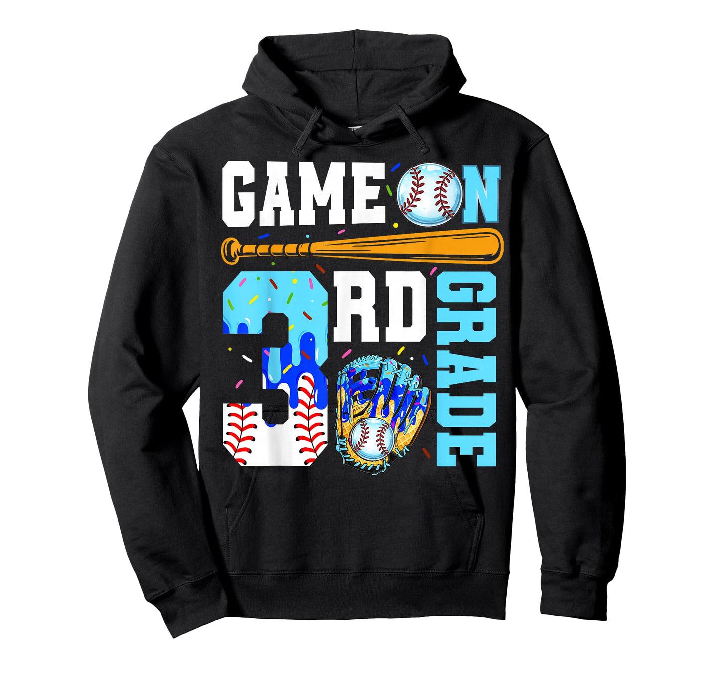3rd Grade Back To School Baseball Drip Ice Cream Game On T-Shirt