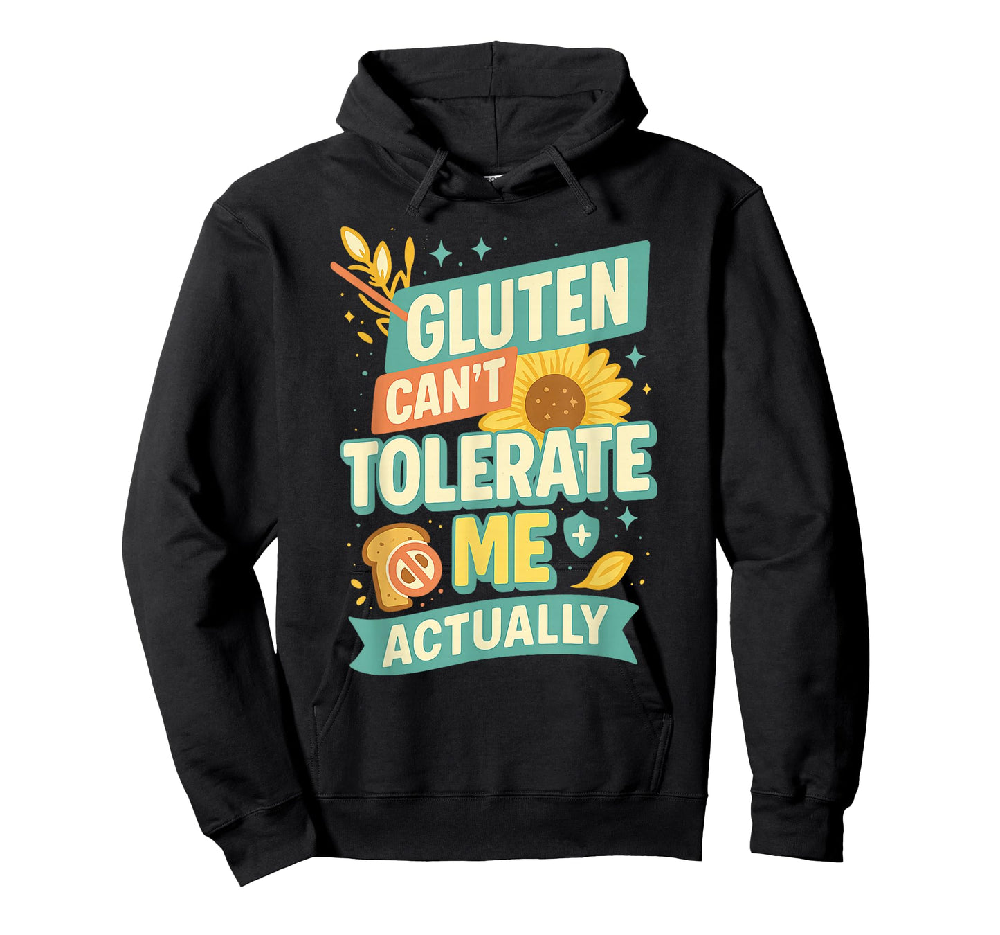 Funny Retro Vintage Groovy Gluten Can t Tolerate Me Actually T-Shirt