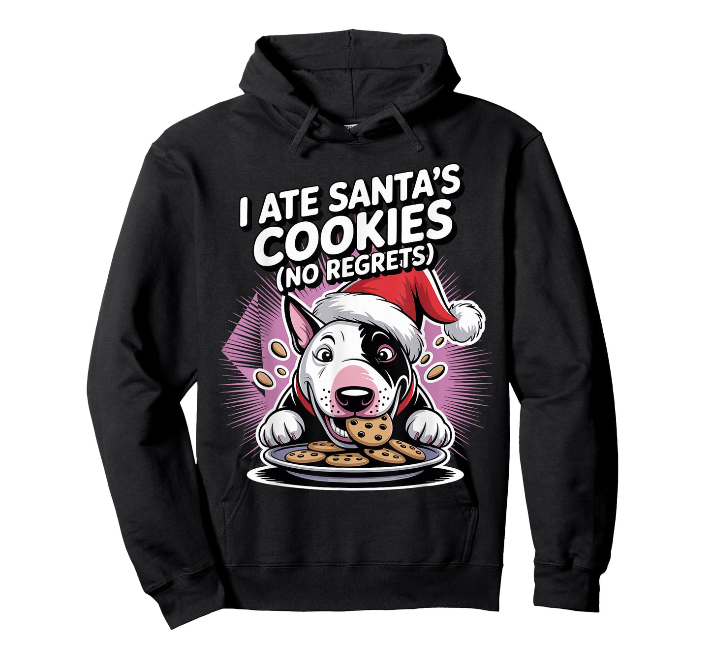I Ate Santas Cookies Xmas Puppy Funny Christmas Bull Terrier T-Shirt