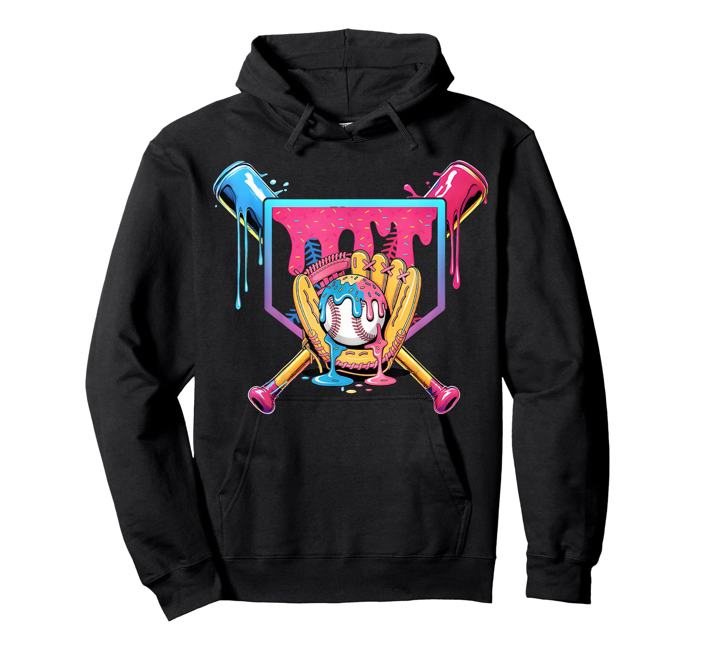 Baseball Home Plate Dripping Ice Cream Drip Youth Boys T-Shirt
