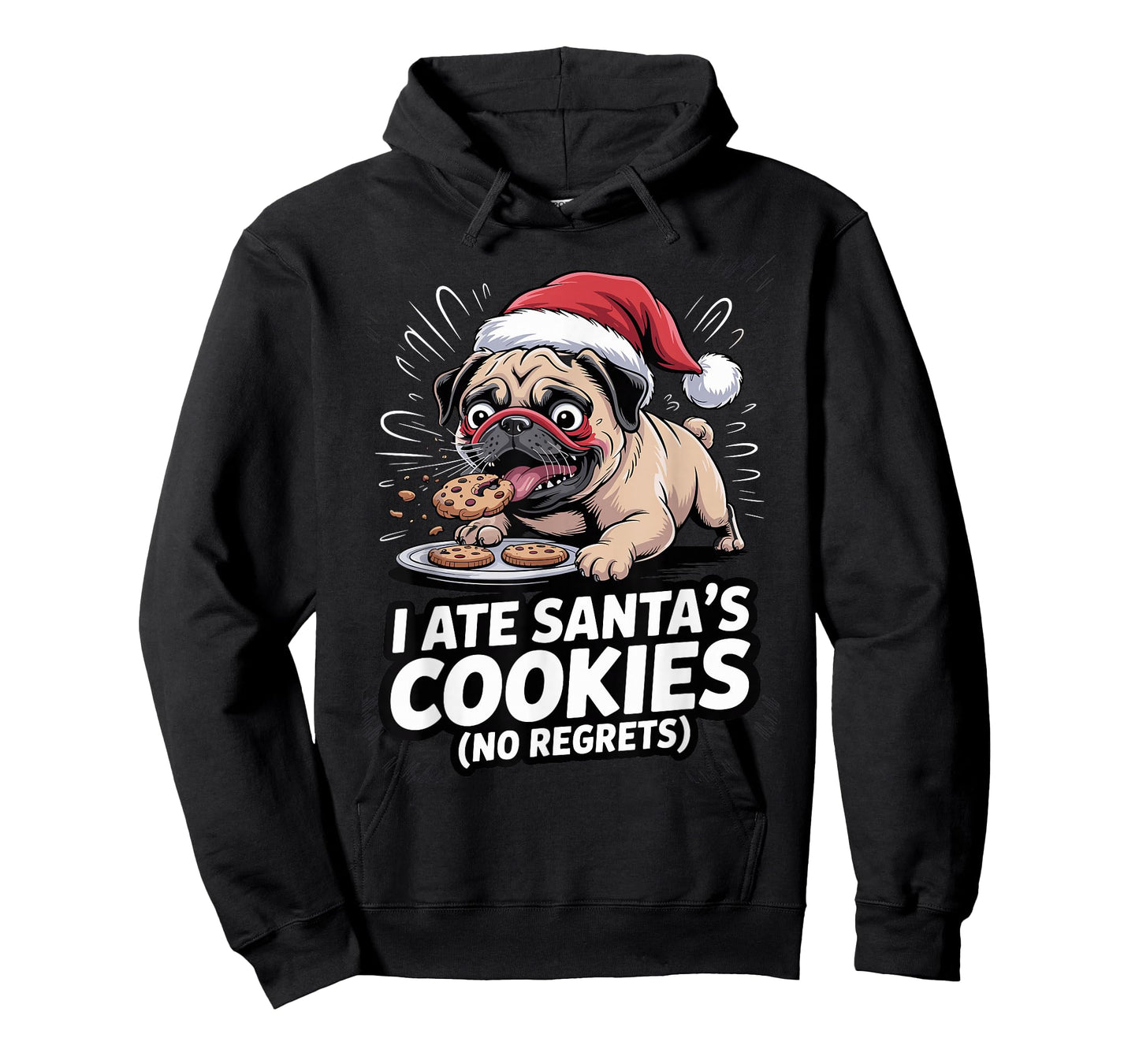 I Ate Santas Cookies Xmas Puppy Funny Christmas Pug T-Shirt